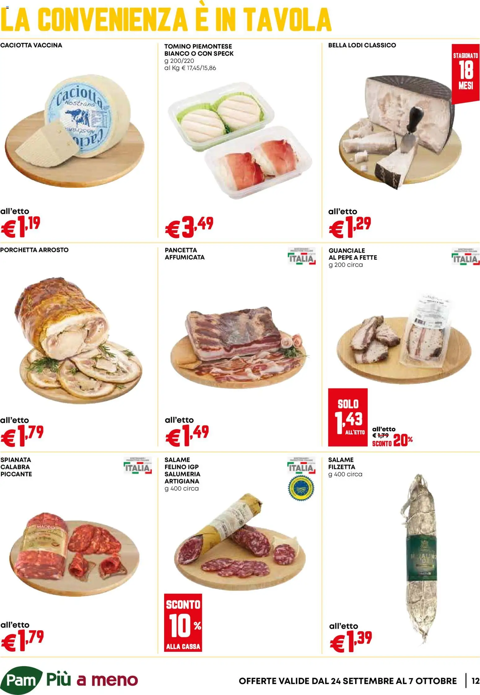 Volantino PAM del 24/09/2026 | Pagina: 12 | Prodotti: Speck, Salame, Pepe, Tomino