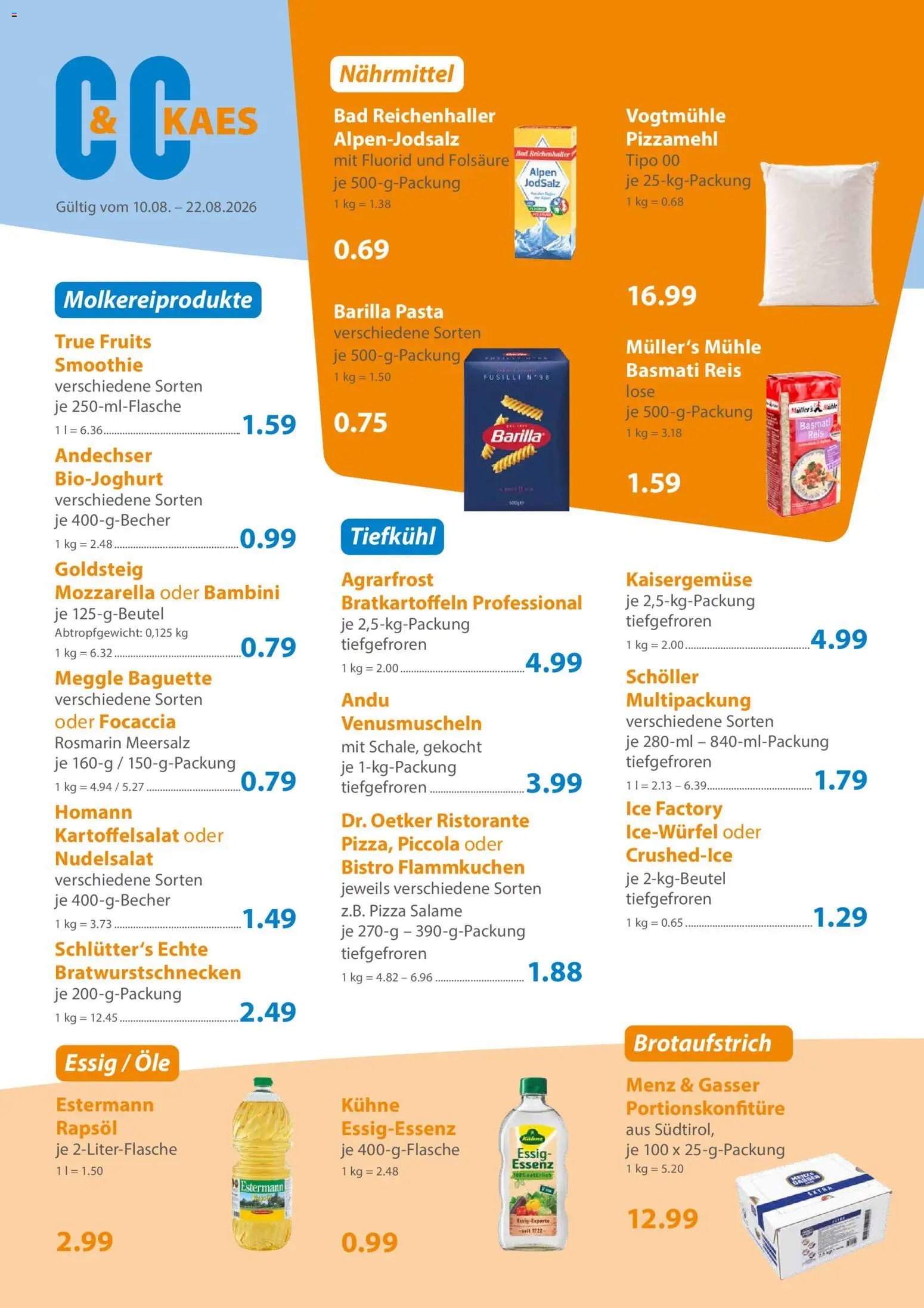 C&C Prospekt – gültig ab 10.08.2026 | Seite: 2 | Produkte: Bad, Baguette, Pasta, Reis