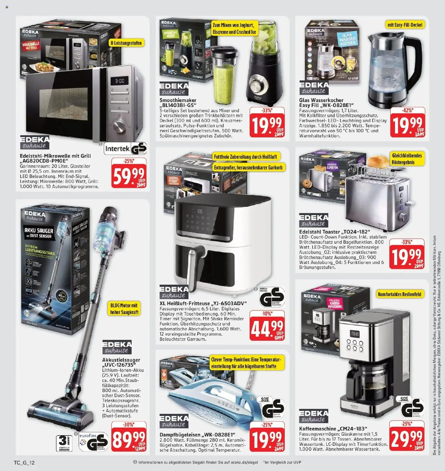 Edeka Prospekt Eislingen (ab 28.09.2026) » Angebote Online | Seite: 40 | Produkte: Mikrowelle, Grill, Kaffeemaschine, Fritteuse