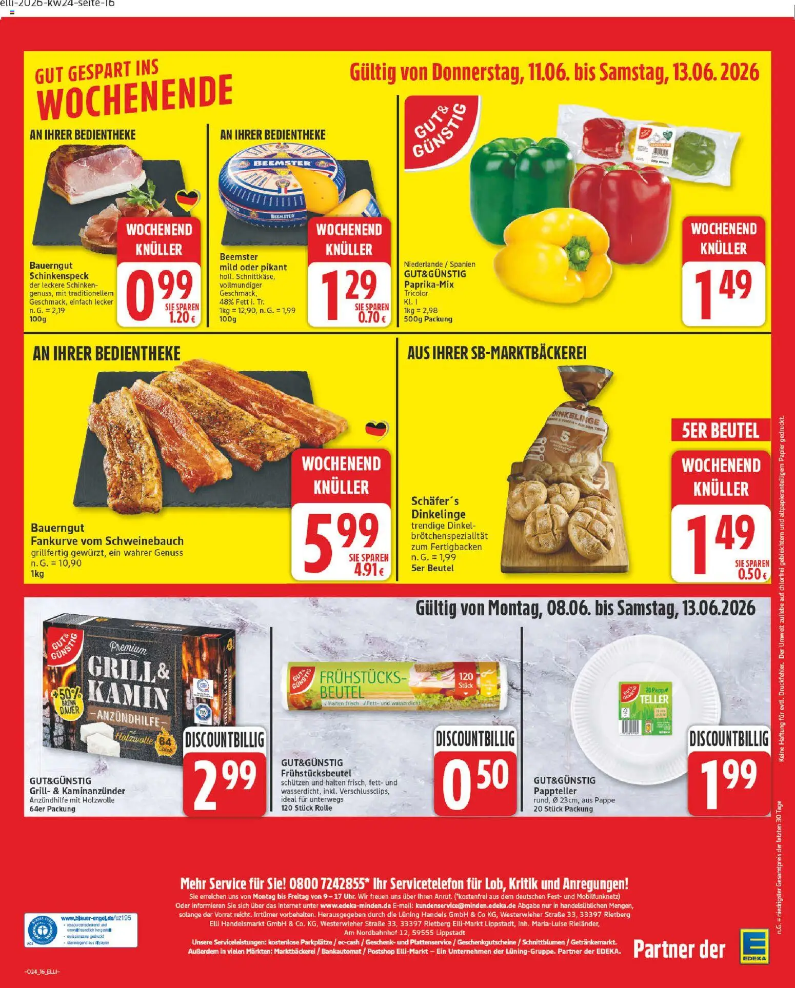 Elli Markt Prospekt – gültig ab 08.06.2026 | Seite: 16 | Produkte: Kamin, Tisch, Bauerngut, Schinken