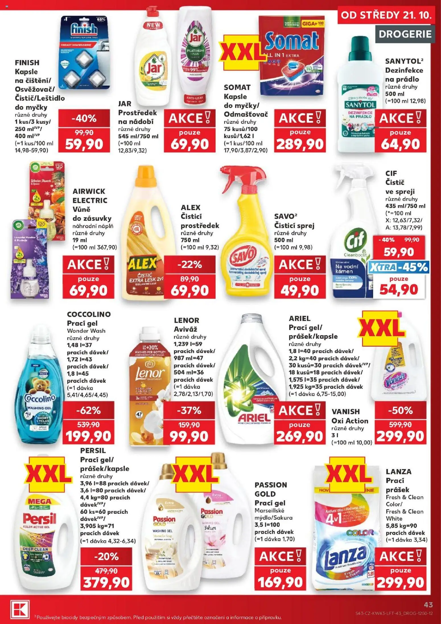 Kaufland leták - Kolín od 21.10.2026 | Strana: 43 | Produkty: Čistící prostředek, Dezinfekce na prádlo, Vanish, Jar