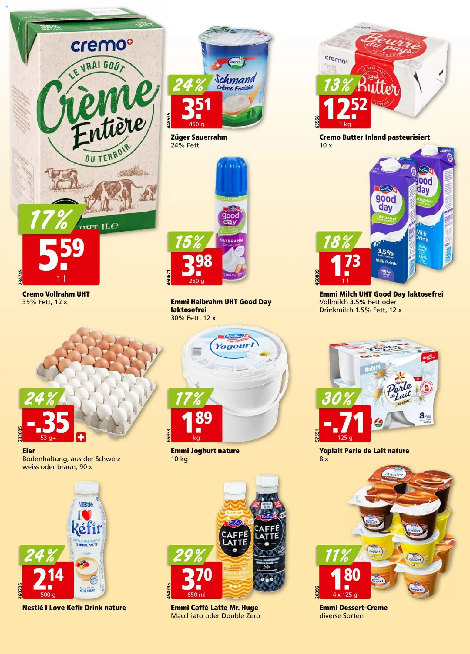 Aligro aktionen Chavannes, Matran, Genf, Sitten – gültig ab 05.10.2026 | Seite: 14 | Produkte: Kefir, Milch, Eier, Creme