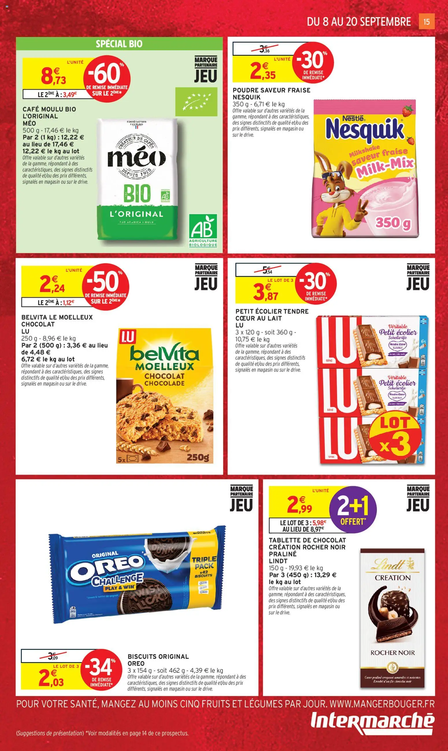 {H1} | Page: 15 | Produits: Tablette de chocolat, Nesquik, Poudre, Lindt