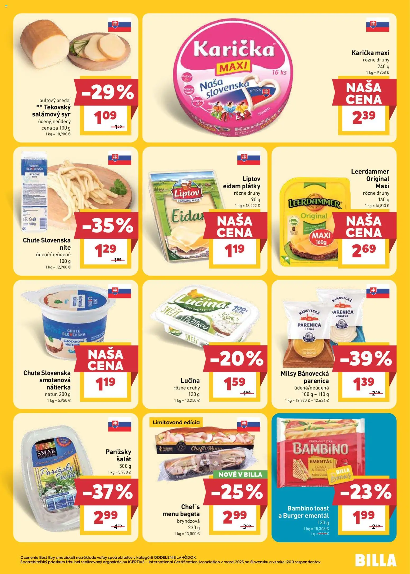 Nové Billa akcie – leták je platný od 13.05.2026 | Strana: 9 | Produkty: Syr, Eidam, Šalát