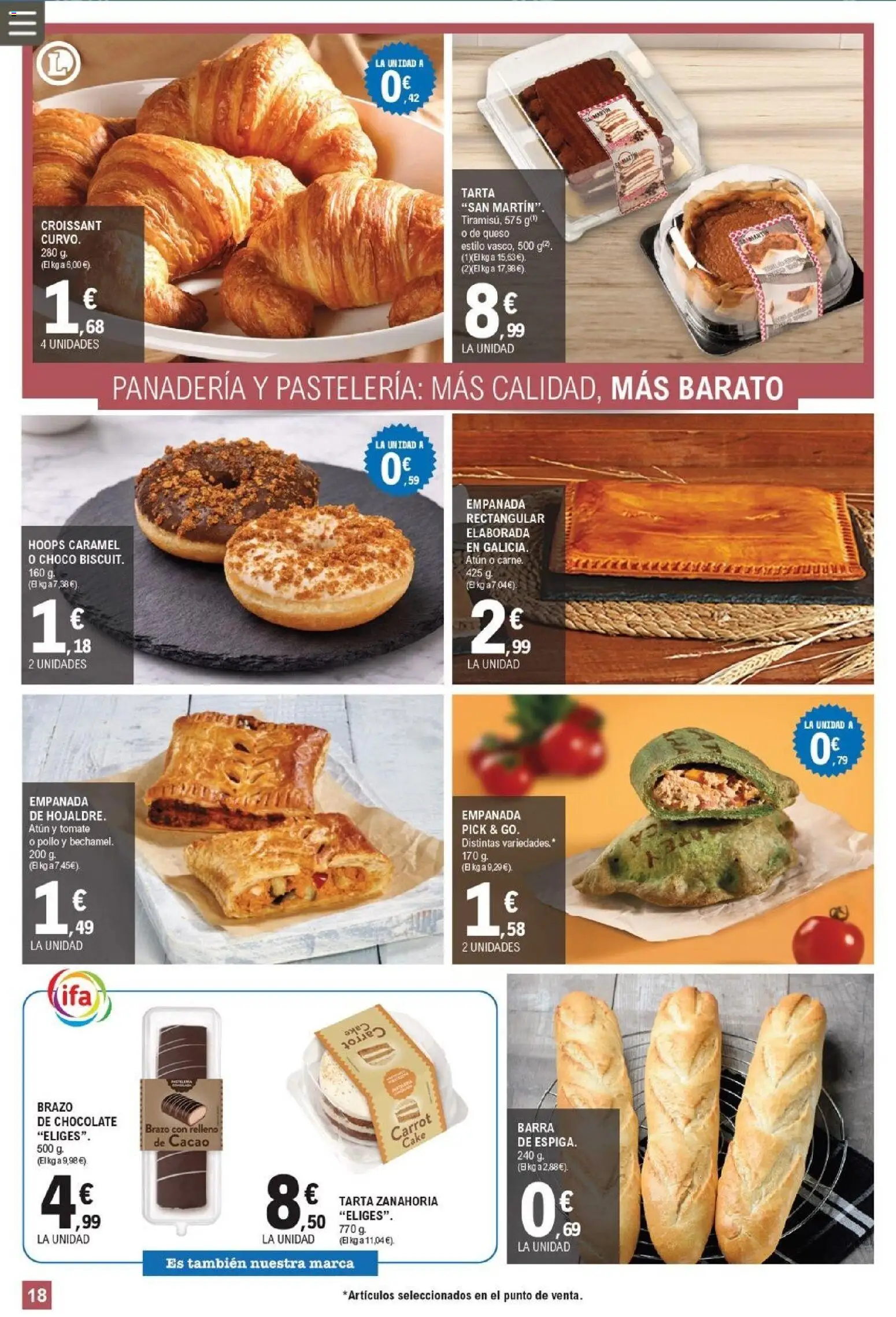 E.Leclerc folleto │ válido desde el 06.05.2026 | Página: 18 | Productos: Croissant, Zanahoria, Panadería, Φρυγανιές σικάλεως