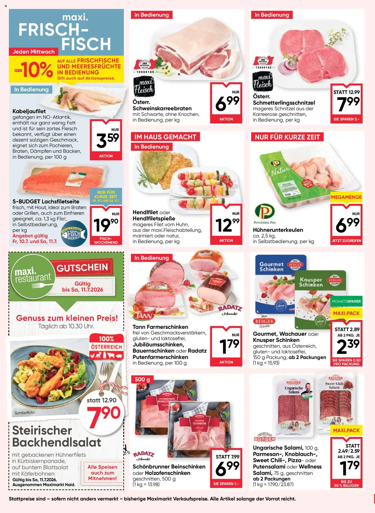 Maximarkt Flugblatt gültig ab 09.07.2026 | Seite: 8 | Produkte: Meeresfrüchte, Knoblauch, Salami, Fisch