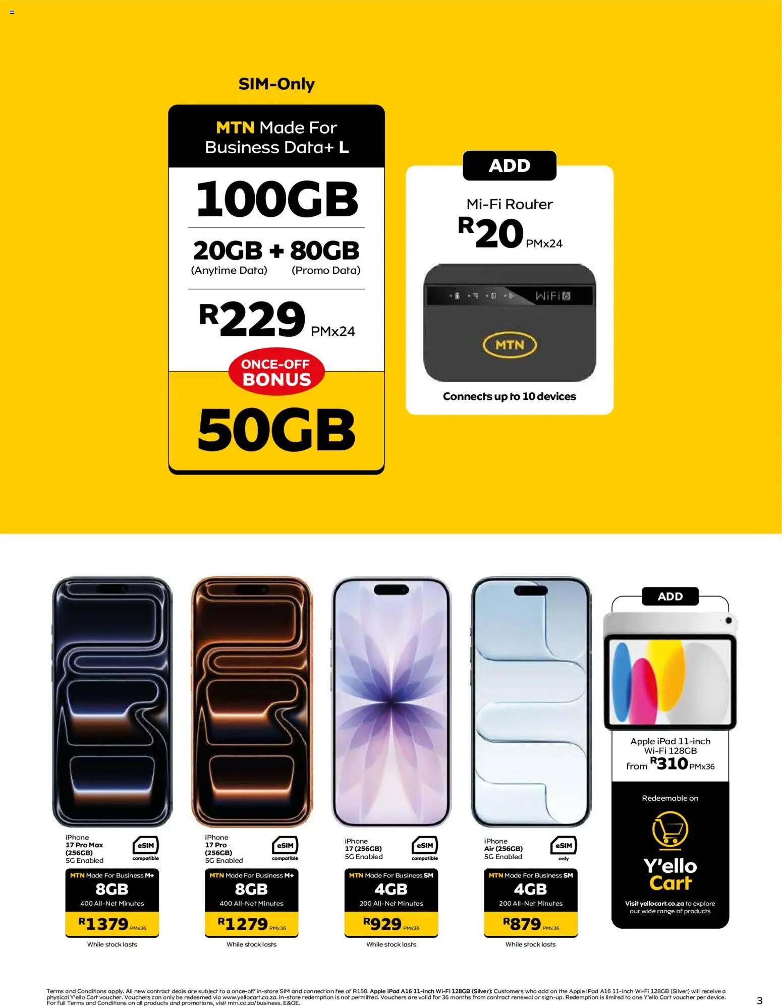 New MTN catalogue – valid from 08.06.2026 | Page: 3 | Products: Data, Sim, Router, Stock