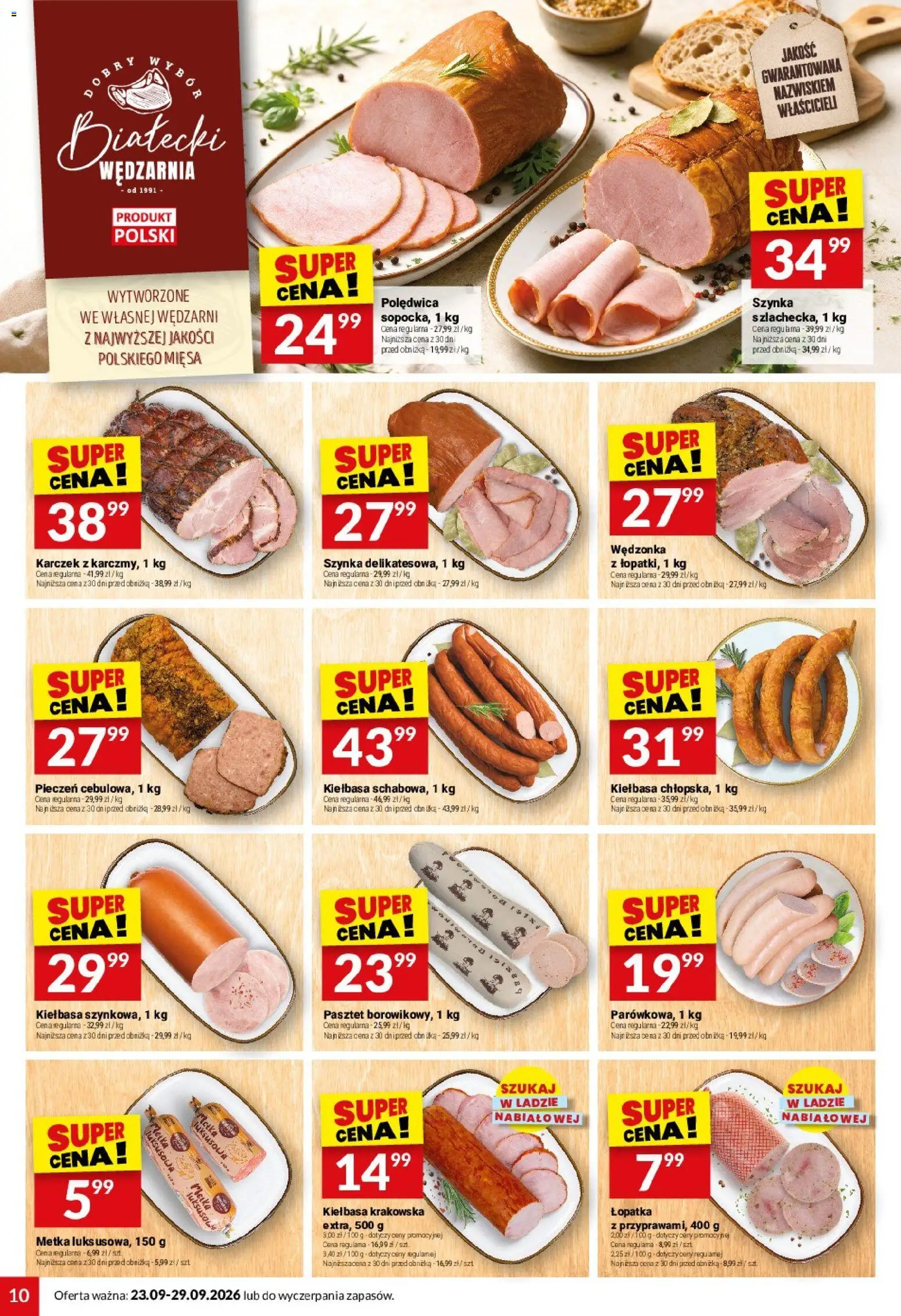 Twój Market gazetka od 23.09.2026 | Strona: 10 | Produkty: Karczek, Pasztet, Szynka, Kiełbasa krakowska