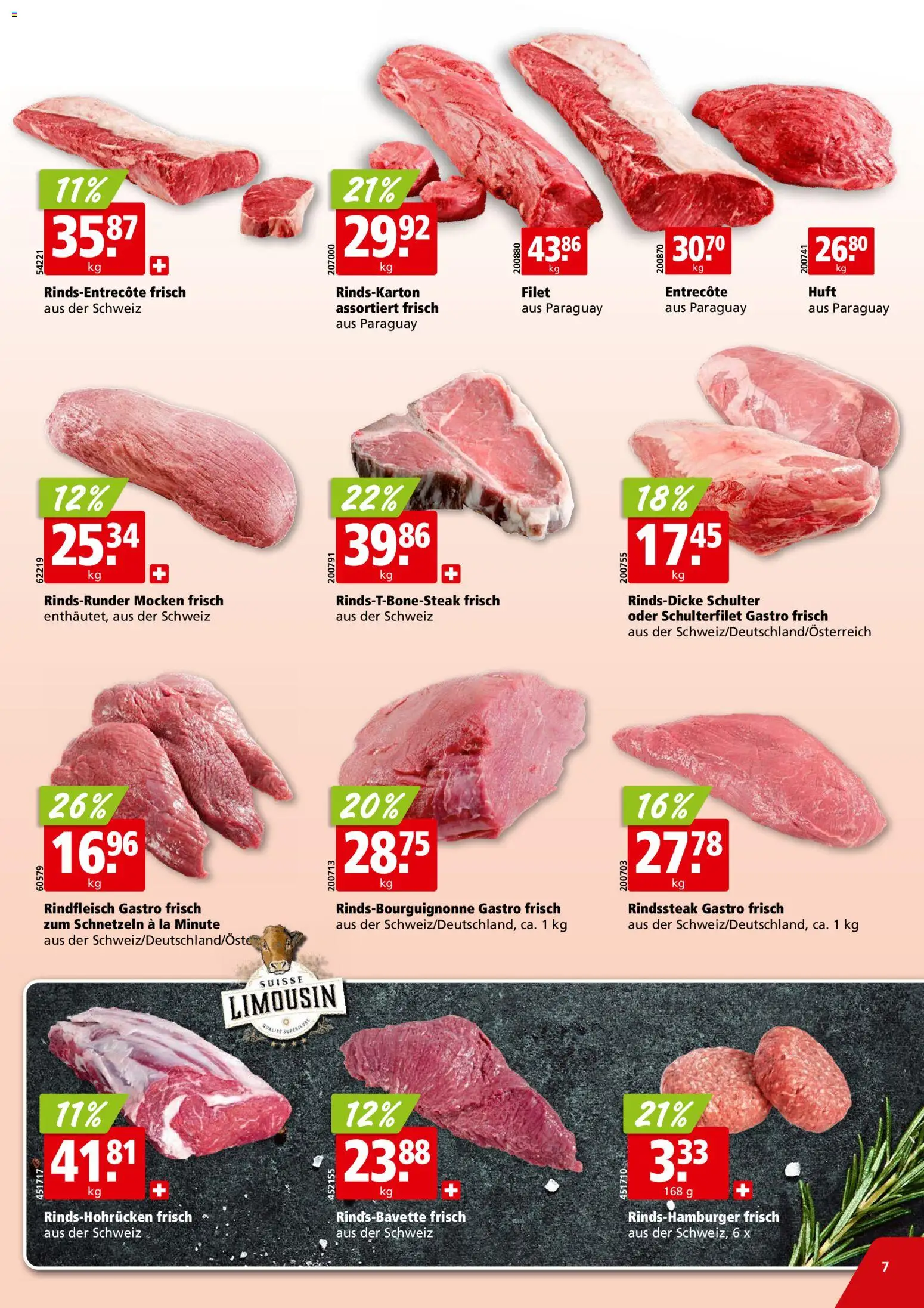 Aligro aktionen Chavannes, Matran, Genf, Sitten – gültig ab 06.07.2026 | Seite: 7 | Produkte: Rindfleisch