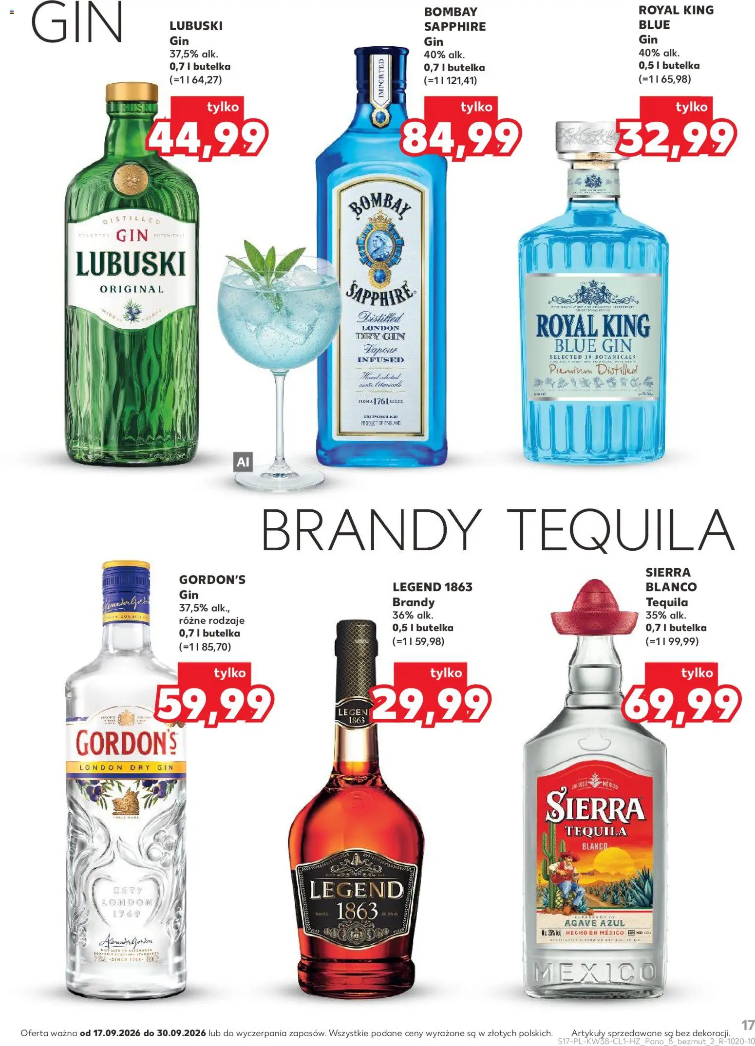 Kaufland Polsko leták - Barek od 17.09.2026 | Strana: 17 | Produkty: Brandy, Tequila, Dry gin, Agáve