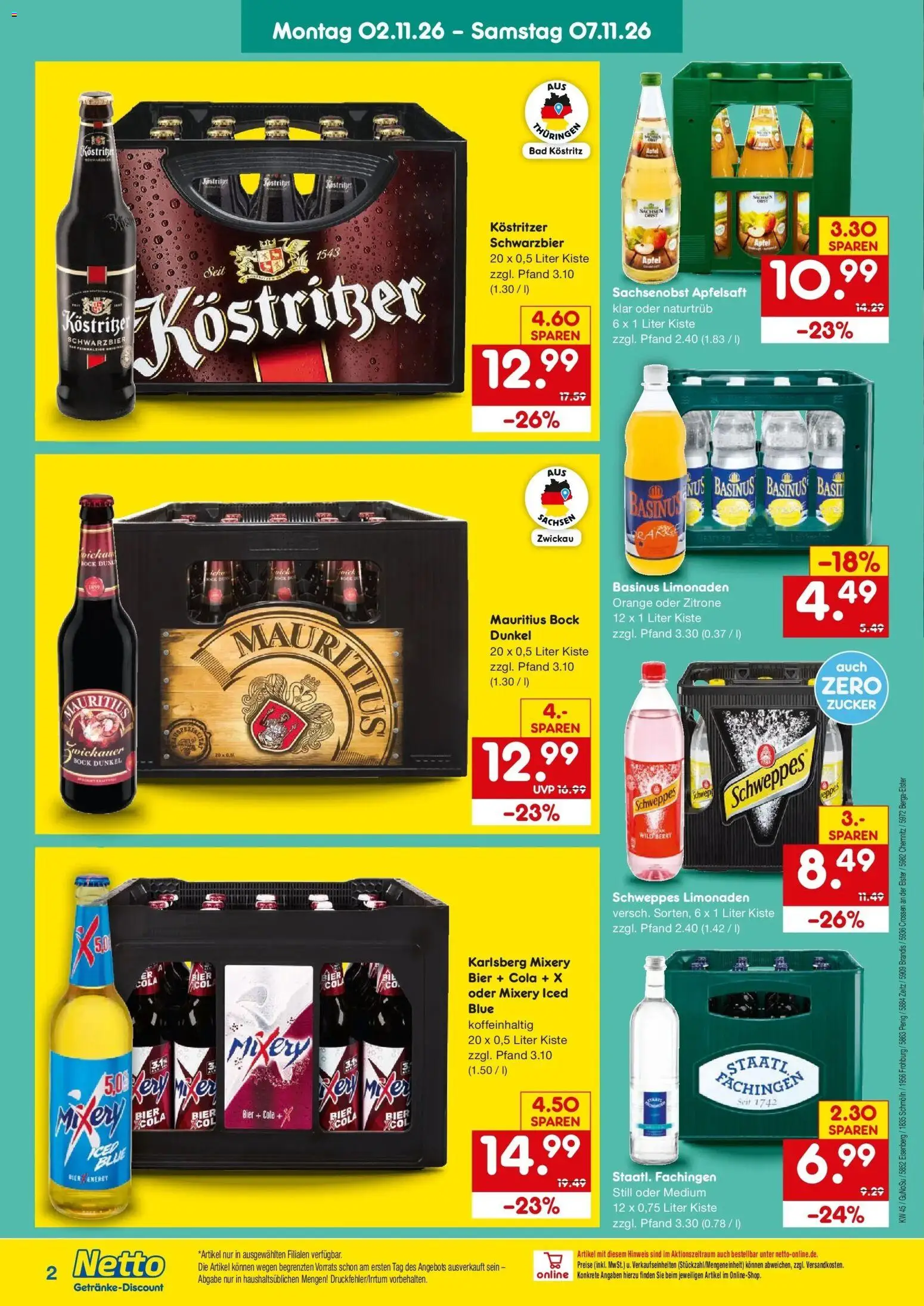 Netto Marken-Discount Prospekt Zeitz – gültig ab 02.11.2026 | Seite: 2 | Produkte: Energy, Bier, Schweppes, Zitrone