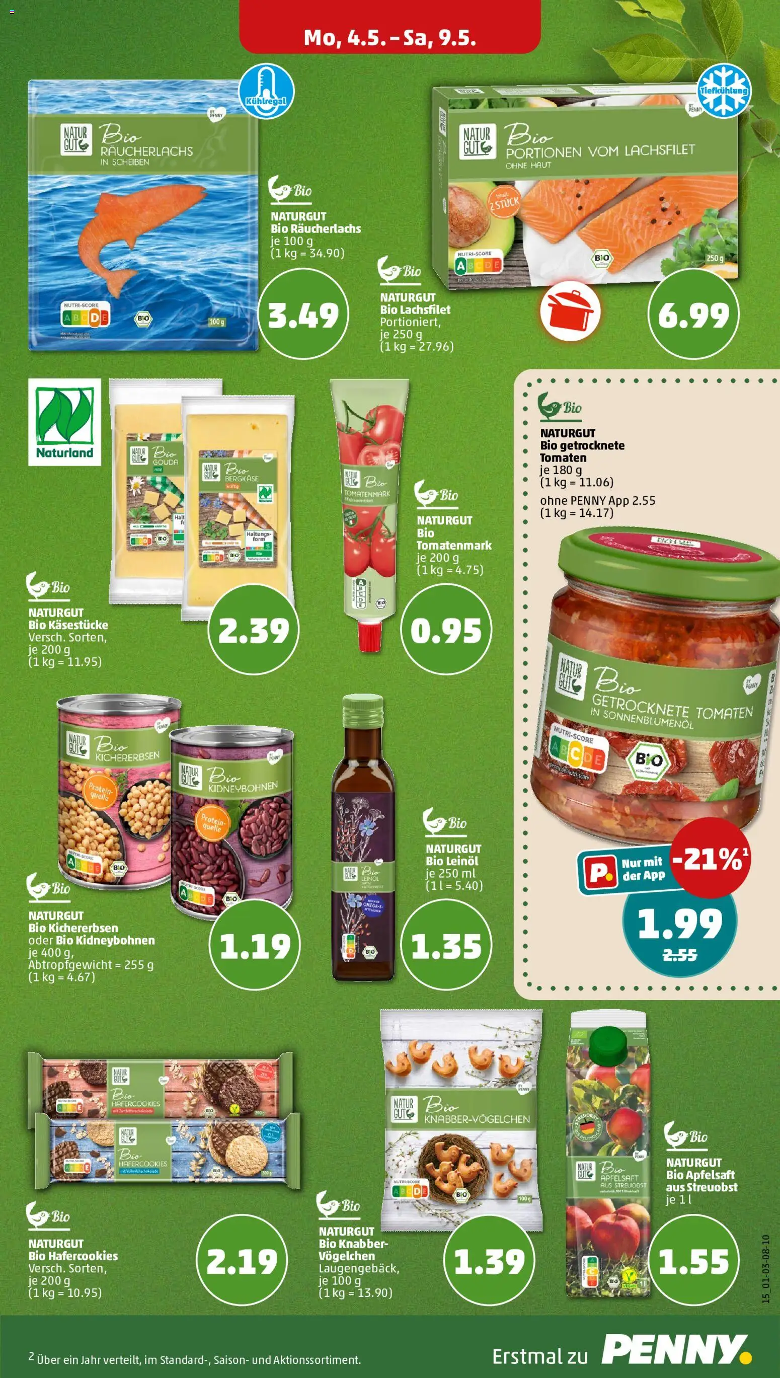 Penny Prospekt 	 – gültig ab 04.05.2026 | Seite: 19 | Produkte: Leinöl, Tomaten, Apfelsaft, Räucherlachs