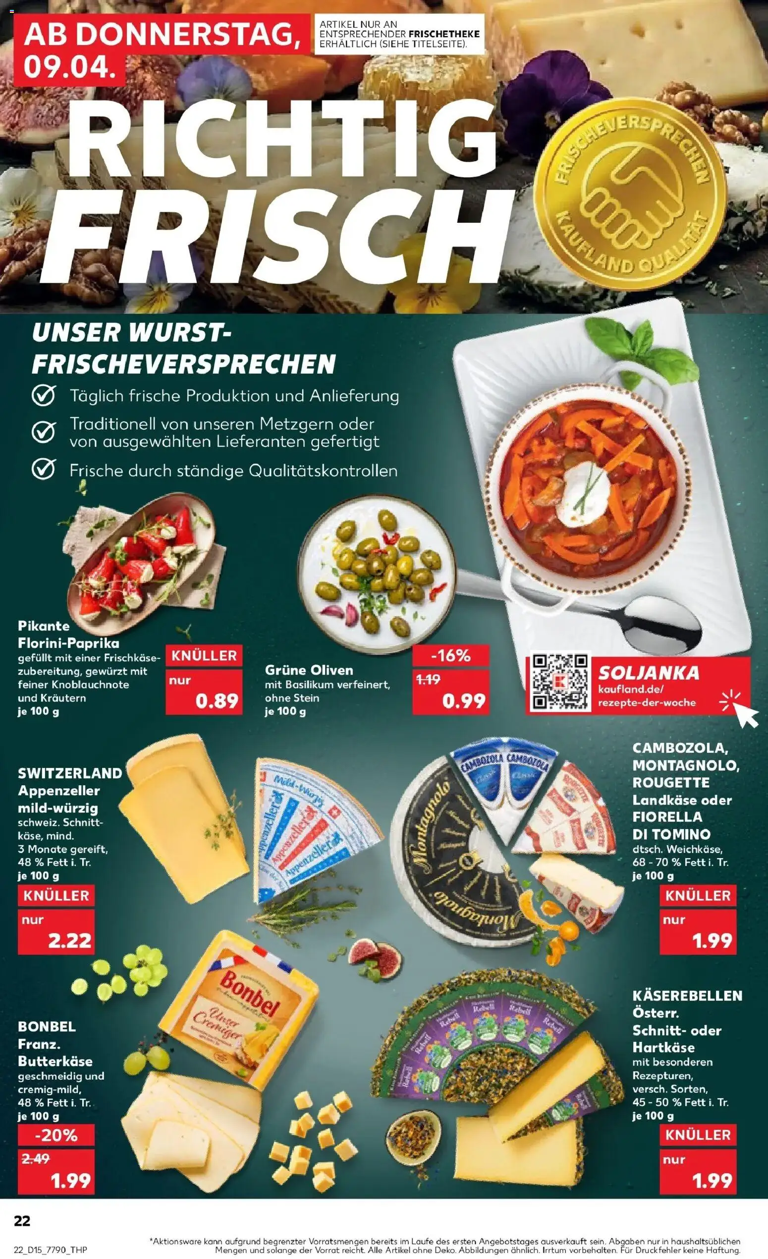 Kaufland Prospekt Lutherstadt Wittenberg	 – gültig ab 08.04.2026 | Seite: 22 | Produkte: Wurst, Frischkase