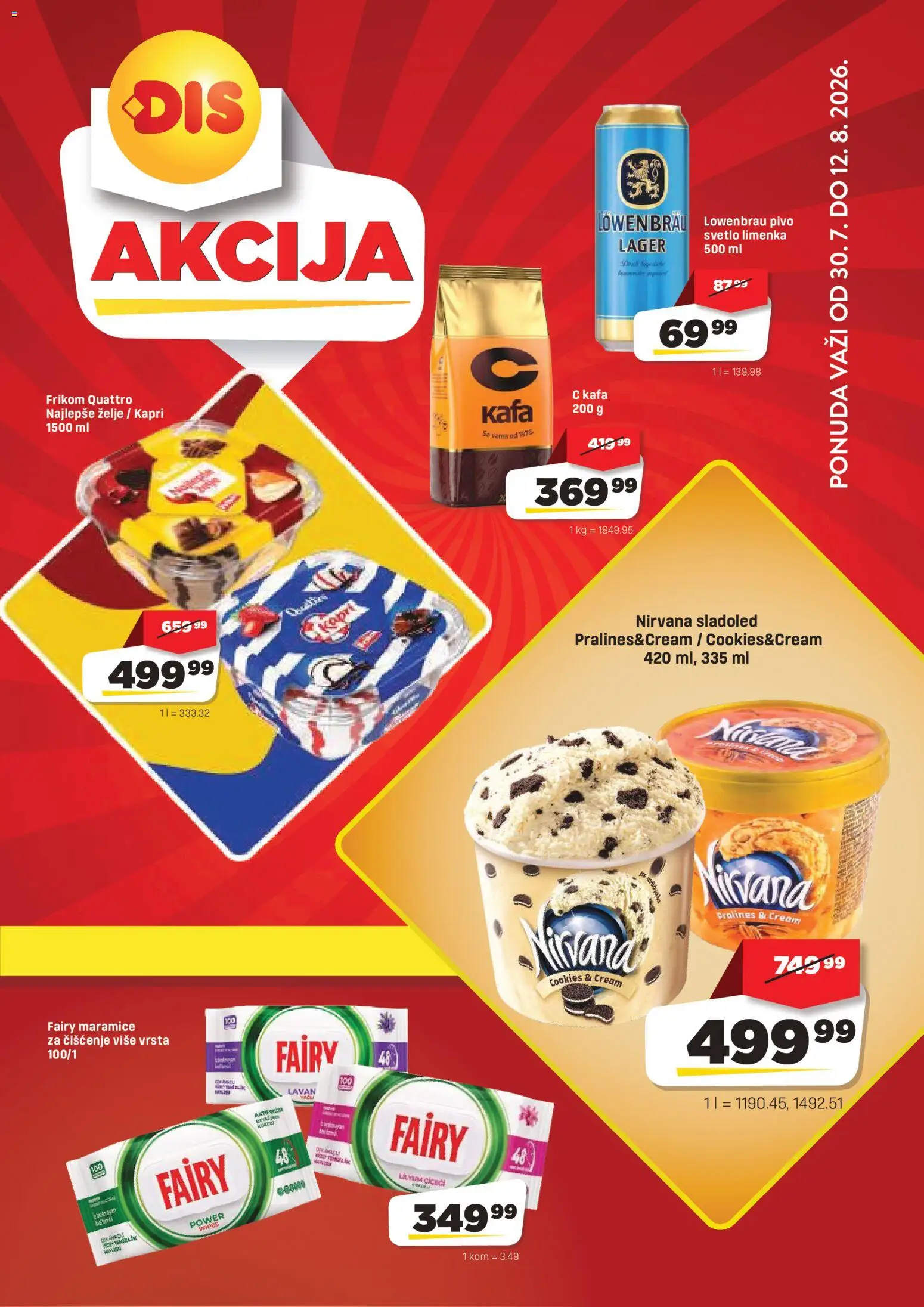 DIS katalog - važi od 30.07.2026 | Strana: 1 | Proizvode: Sladoled, Kafa, Pivo