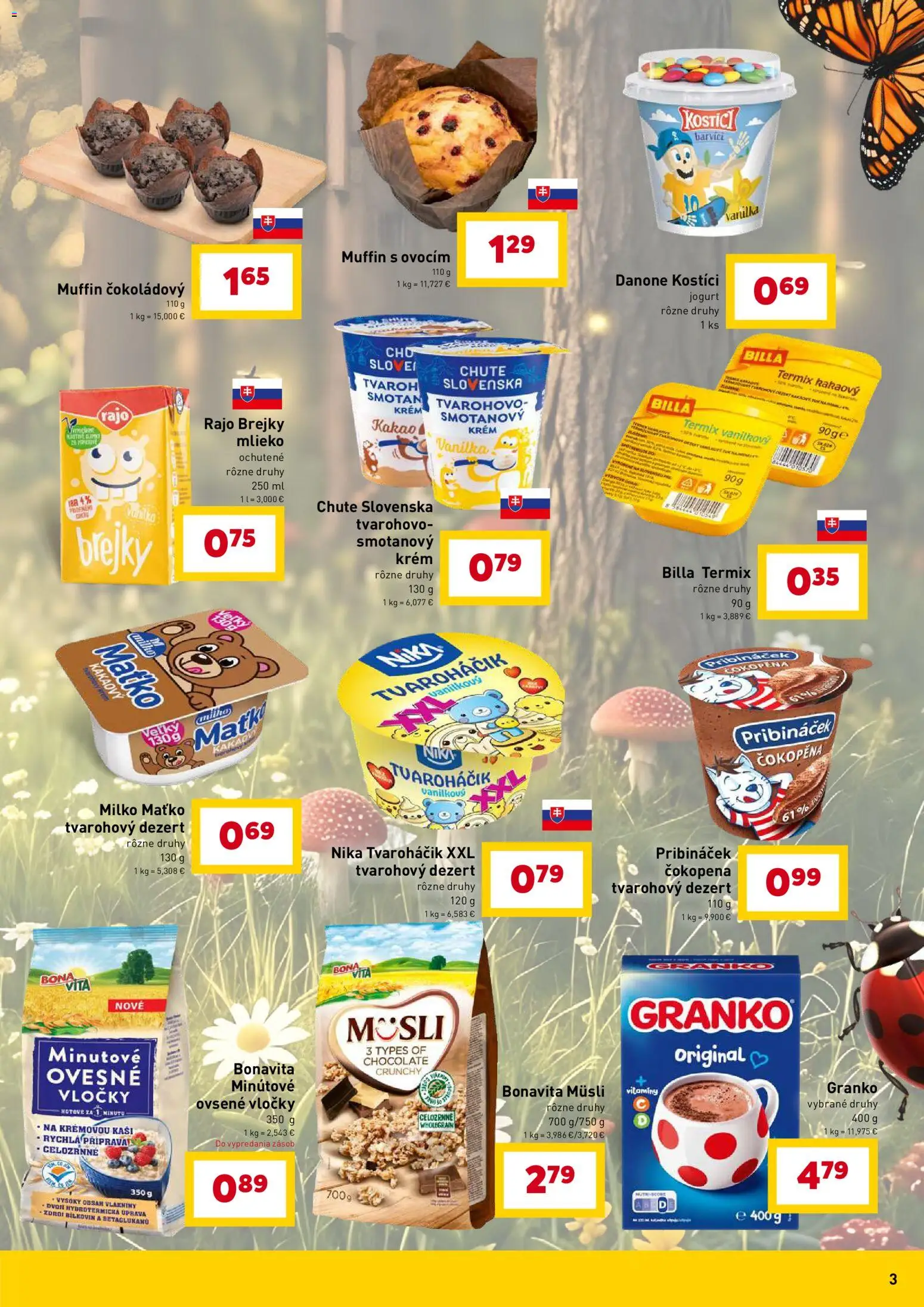Nové Billa akcie – leták je platný od 27.05.2026 | Strana: 3 | Produkty: Mlieko, Jogurt, Krém, Granko