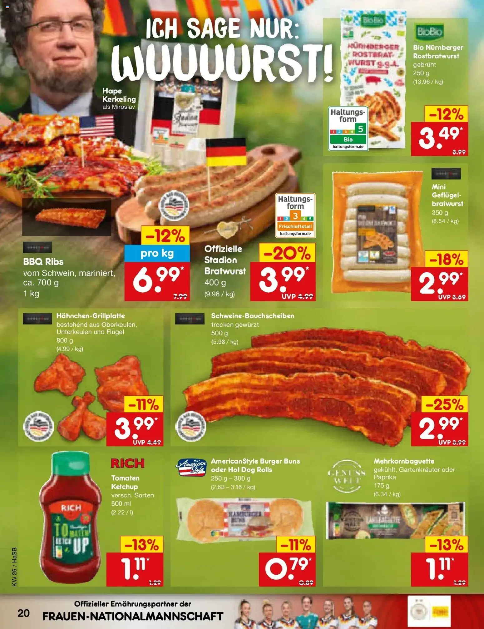 Netto Marken-Discount Prospekt Wuppertal – gültig ab 21.06.2026 | Seite: 26 | Produkte: Bratwurst, Burger, Tomaten, Paprika