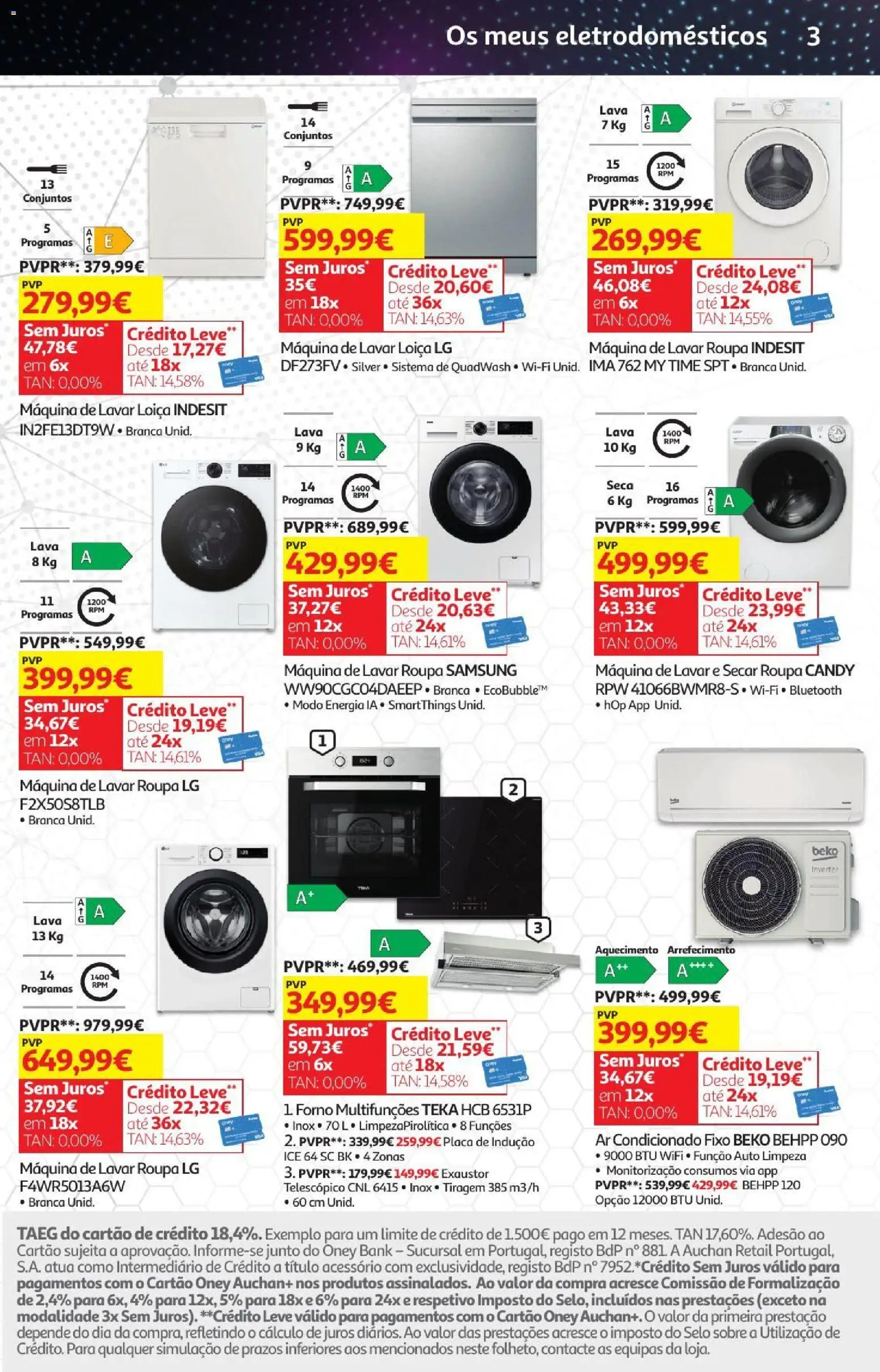 Auchan - Férias de Verão  Casa Verão │ válido de 22/07/2026 | Página: 34 | Produtos: Forno, Máquina de lavar, Exaustor, Ar condicionado