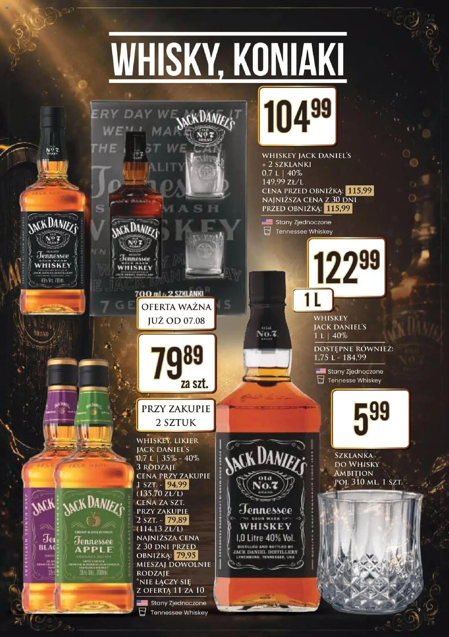 Dino gazetka alkoholowa od 07.08.2026 | Strona: 9 | Produkty: Szklanka, Jack Daniel's, Szklanki, Whisky
