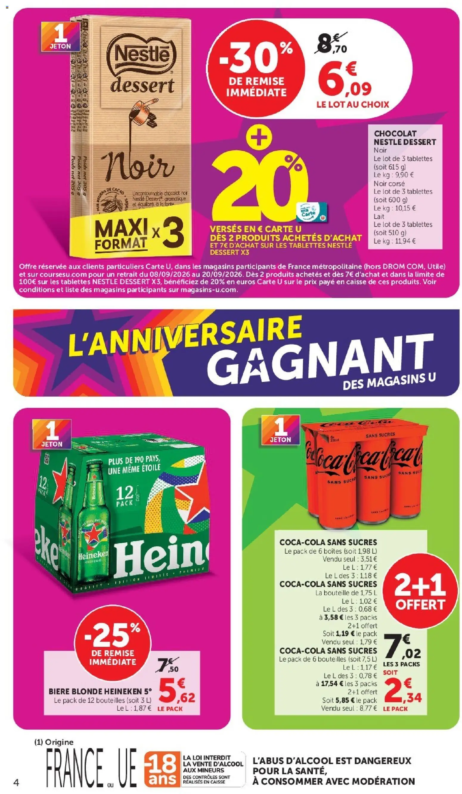 {H1} | Page: 4 | Produits: Lait, Chocolat, Bière, Heineken