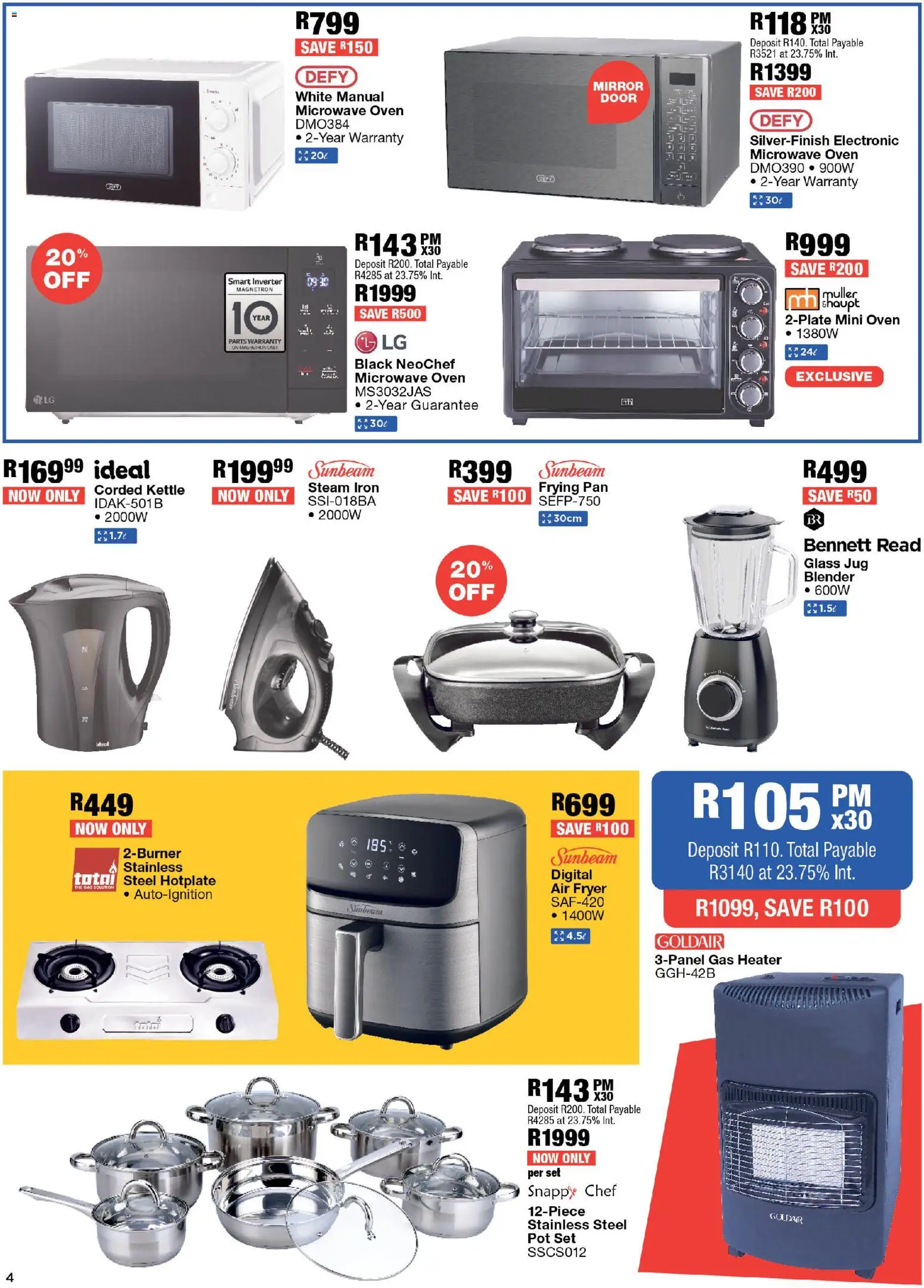 New OK Furniture catalogue – valid from 06.04.2026 | Page: 4 | Products: Oven, Microwave oven, Air fryer, Heater