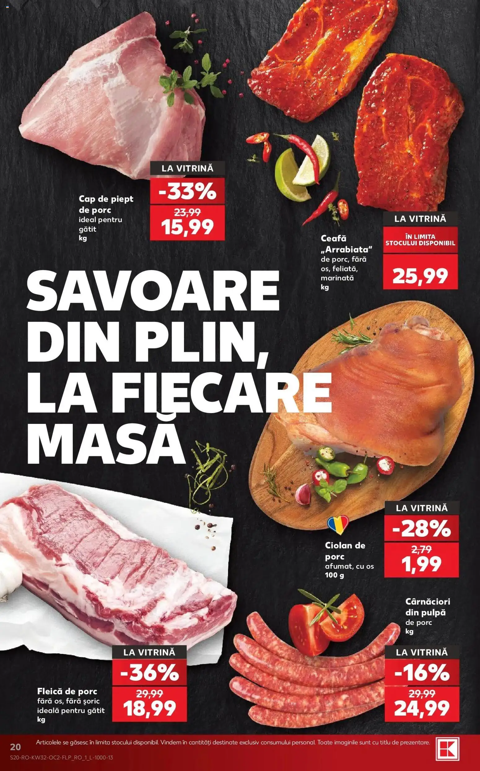 Noul catalog Kaufland – valabil de la 05.08.2026 | Pagină: 20 | Produse: Masă, Vitrină, Piept de Porc, Fleică