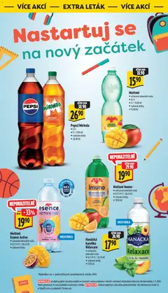 Náhled letáku Mattoni Esence Active, ochucená minerální voda, • 0,7 l, • 1l = 28,43 Kč, • vybrané druhy od 09.09.2026 | Strana: 50