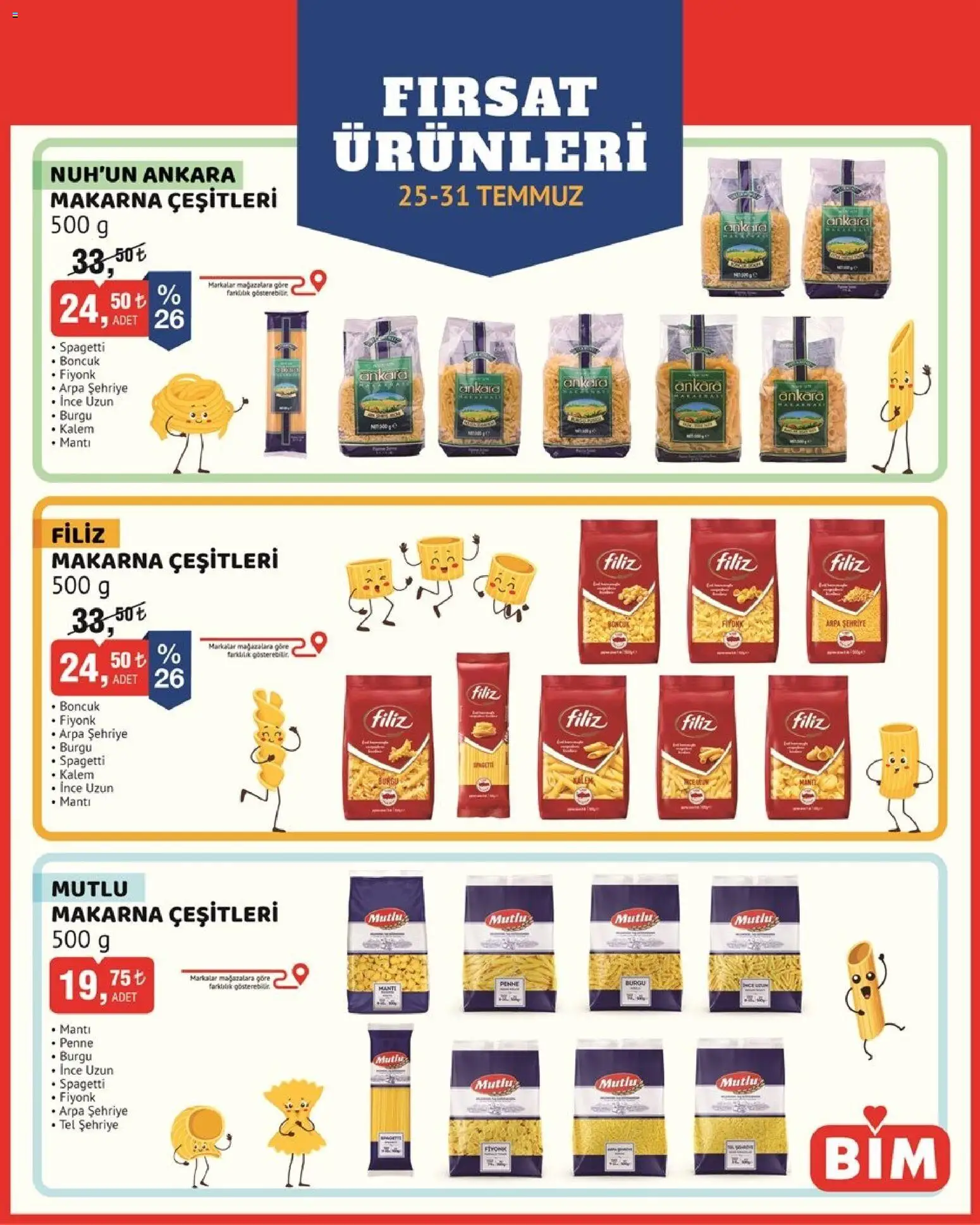 BİM Katalog - 25 Temmuz 2026 tarihinden itibaren geçerlidir | Sayfa: 2 | Ürünler: Makarna