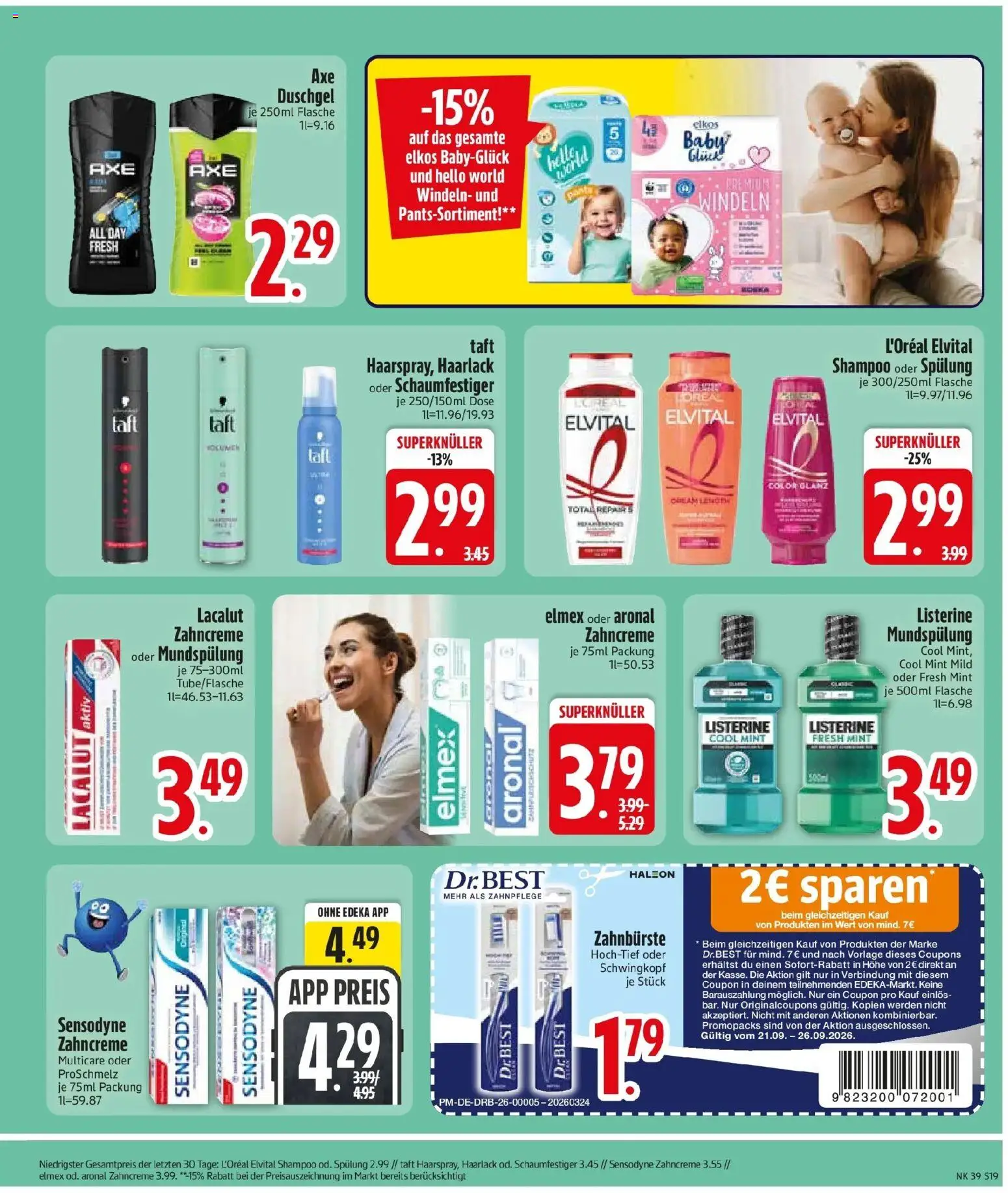 Edeka Prospekt Haar (ab 21.09.2026) » Angebote Online | Seite: 21 | Produkte: Shampoo, Spülung, Zahnbürste, Listerine