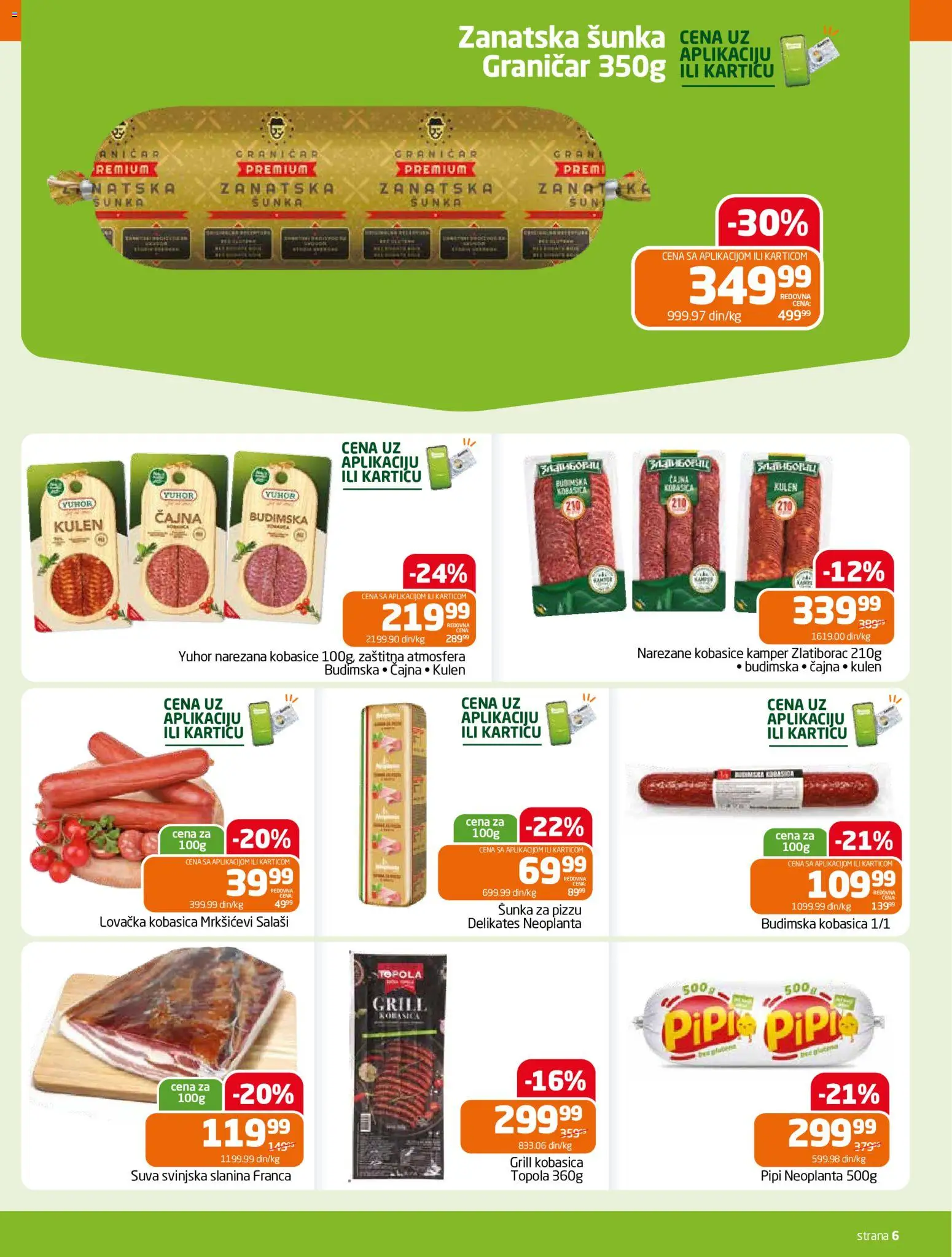 Gomex katalog - važi od 15.10.2026 | Strana: 6 | Proizvode: Kobasice, Kulen, Budimska kobasica, Šunka