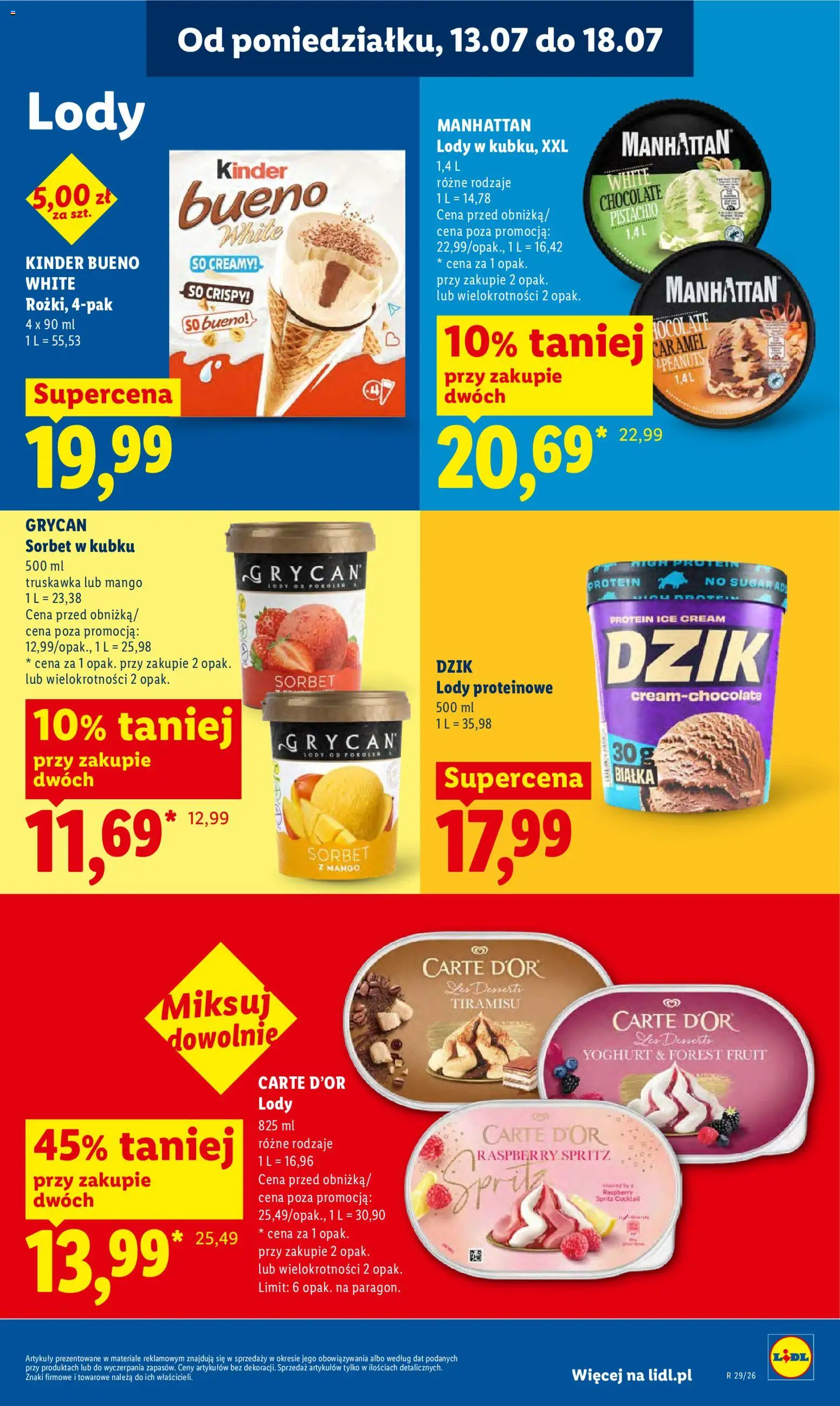 Lidl Polsko leták od 16.07.2026 | Strana: 71 | Produkty: Mango, Manhattan, Kinder, Sorbet
