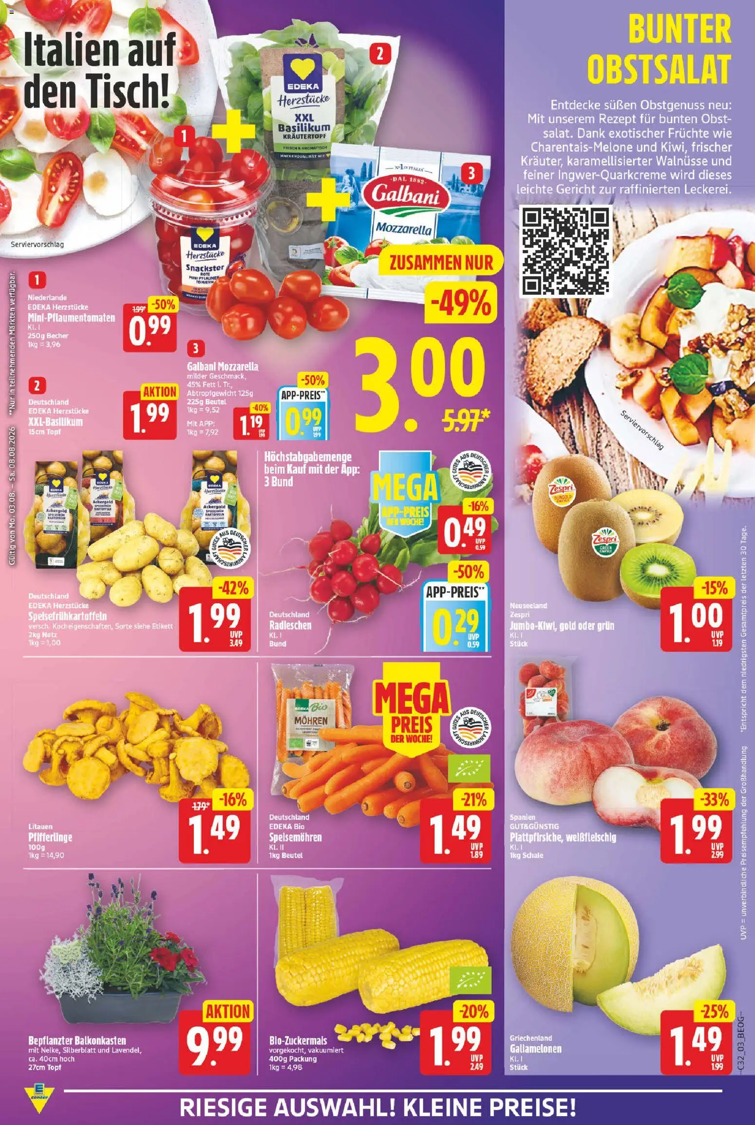 E center Prospekt – gültig ab 03.08.2026 | Seite: 3 | Produkte: Walnüsse, Tisch, Mozzarella, Mohren