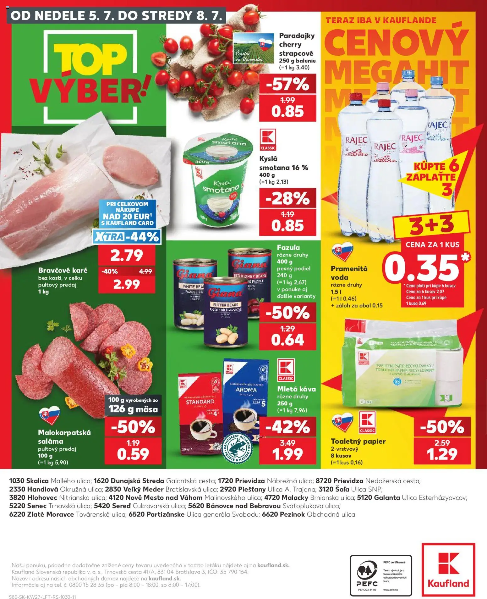 Nové Kaufland akcie – leták je platný od 02.07.2026 | Strana: 80 | Produkty: Káva, Saláma, Rajec, Voda