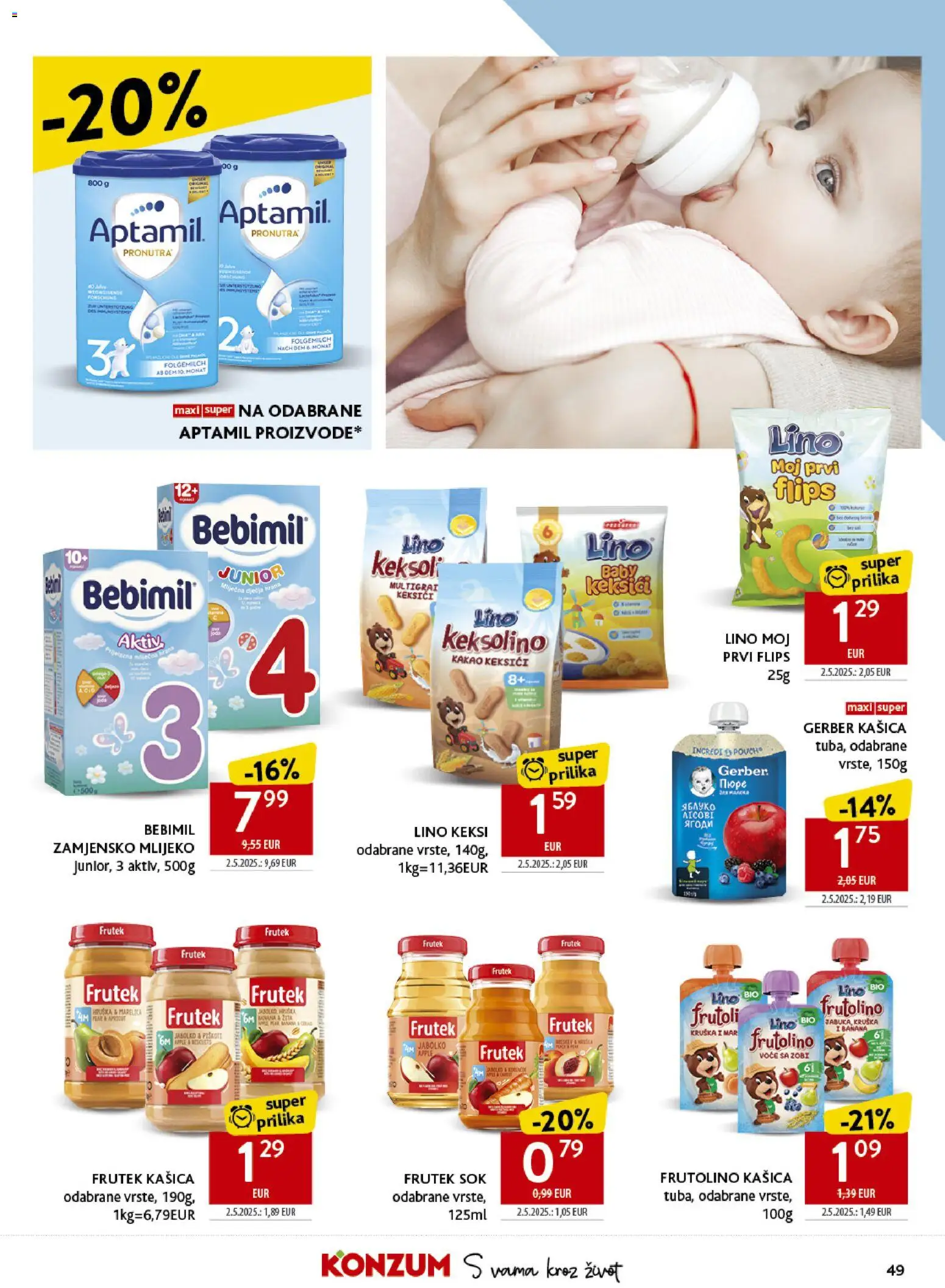 Konzum katalog | vrijedi od 23.09.2026 | Stranica: 49 | Proizvodi: Keksolino, Keksi, Mlijeko, Lino