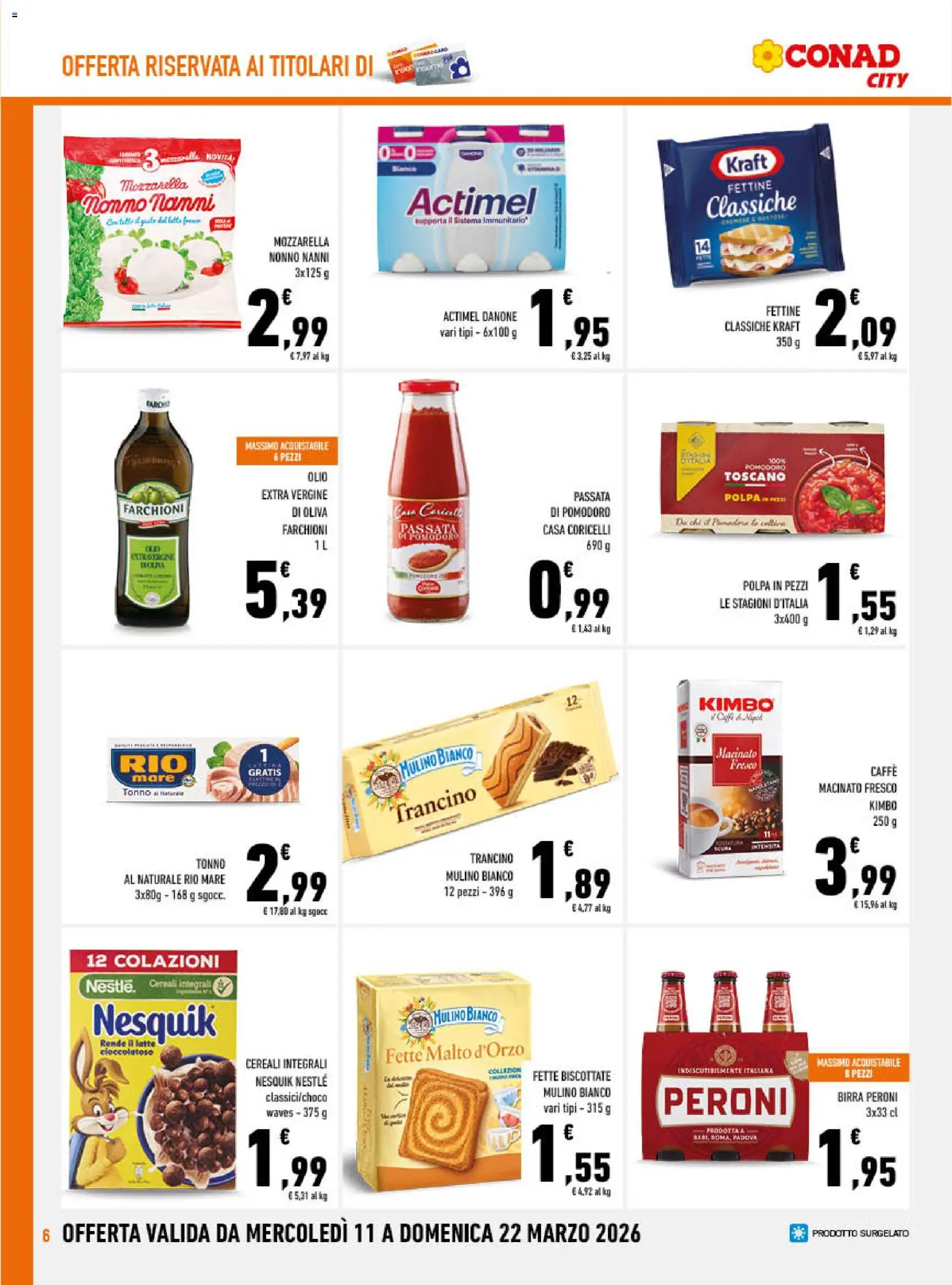 Volantino Conad del 11.03.2026 | Pagina: 6 | Prodotti: Passata di pomodoro, Tonno, Tonno al naturale, Macinato