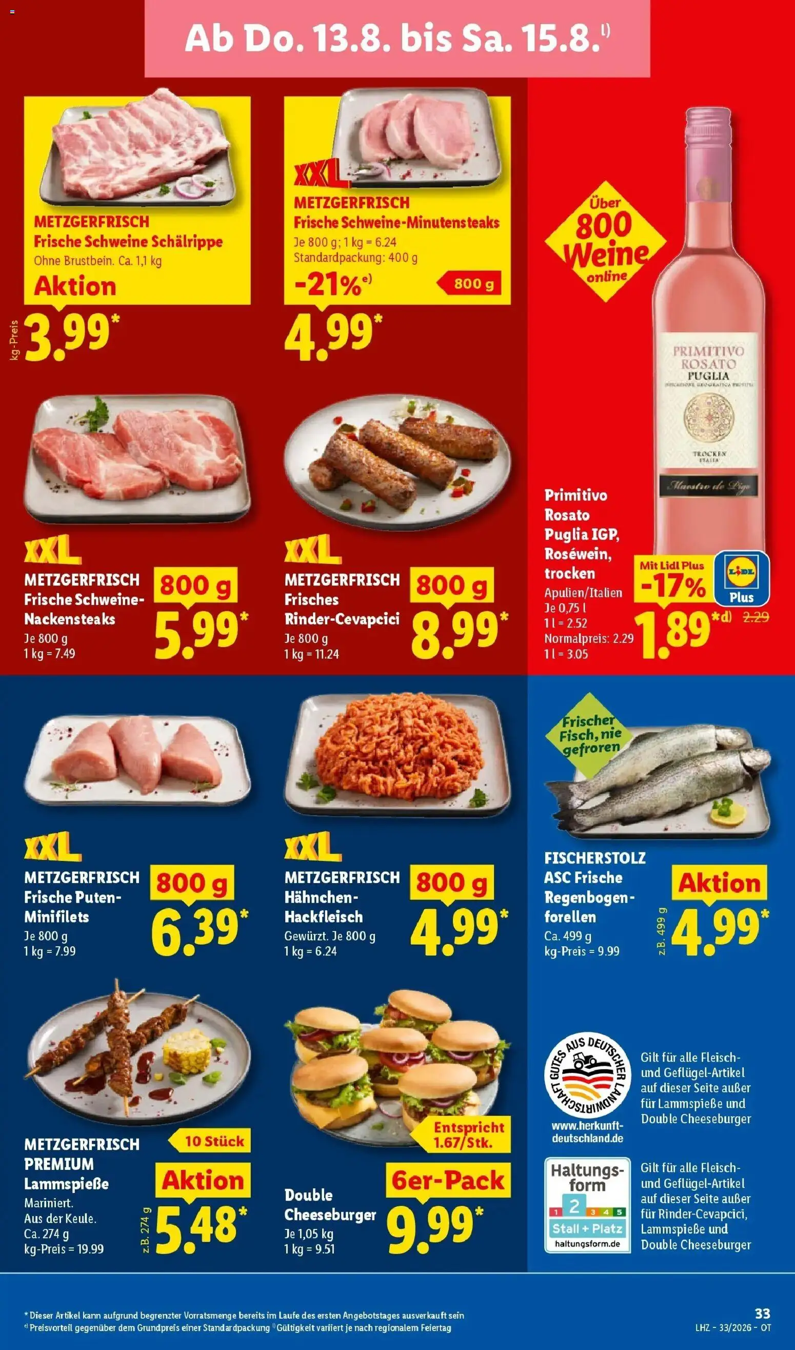 Lidl Prospekt Malchow (ab 10.08.2026) zum Blättern » Angebote | Seite: 61 | Produkte: Nackensteaks, Cevapcici, Lutscher, Fleisch
