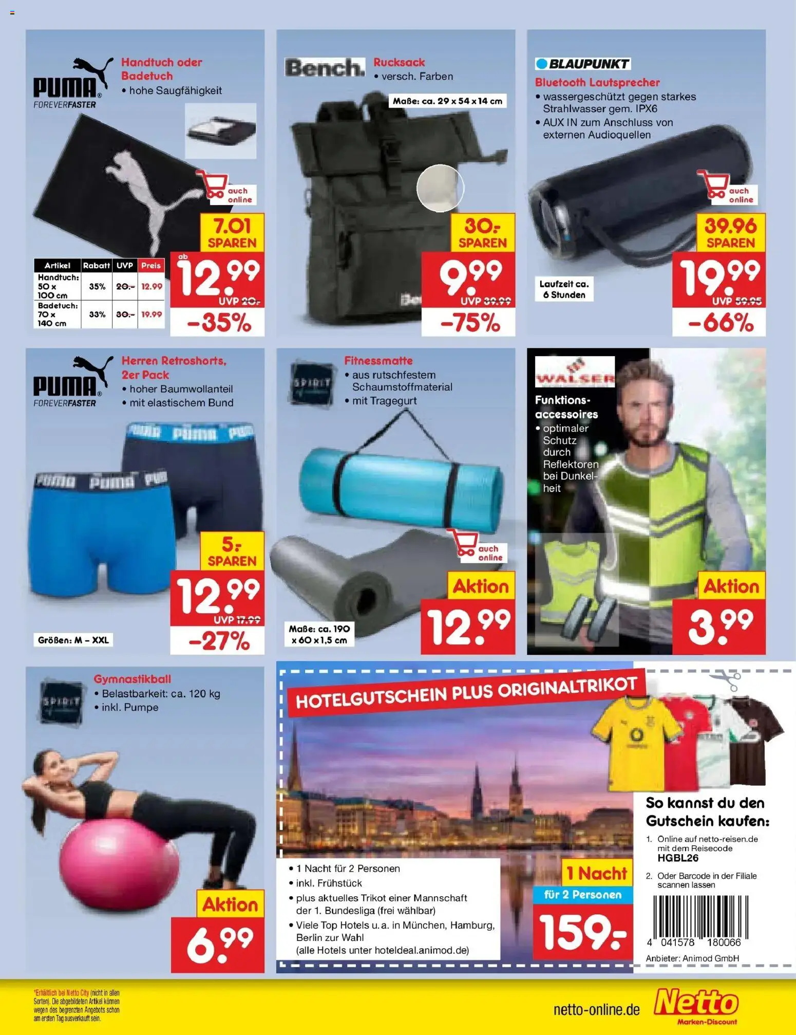 Netto Marken-Discount Prospekt Hamburg (ab 24.08.2026) » Angebote | Seite: 43 | Produkte: Top, Lautsprecher, Rucksack