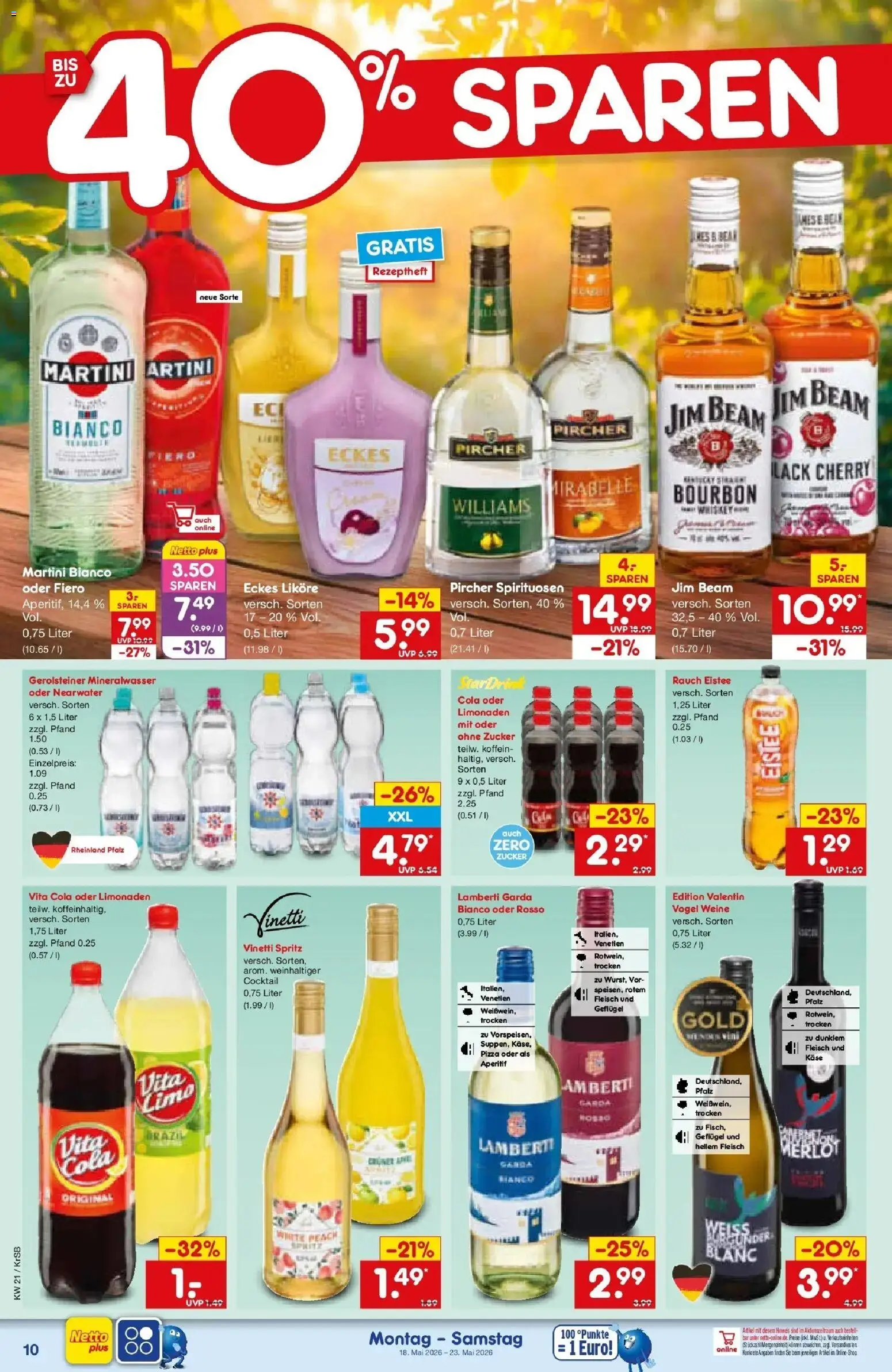 Netto Marken-Discount Prospekt Jüchen	 – gültig ab 17.05.2026 | Seite: 10 | Produkte: Cola, Mineralwasser, Zucker, Pizza