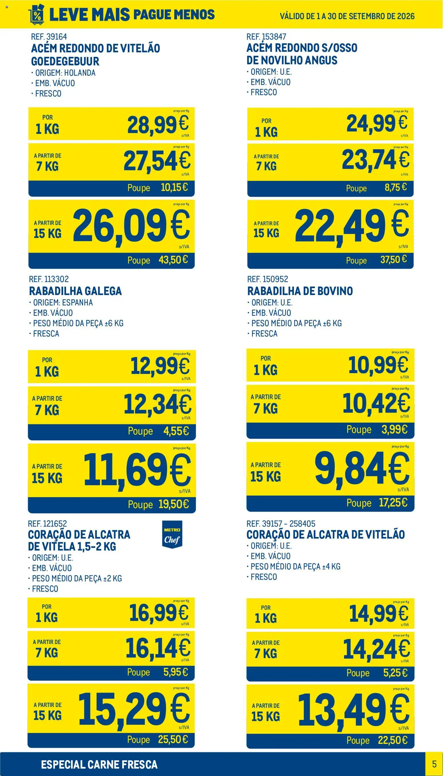 Makro Leve Mais Pague Menos - Carne Fresca │ válido de 01/09/2026 | Página: 5 | Produtos: Vitela, Carne
