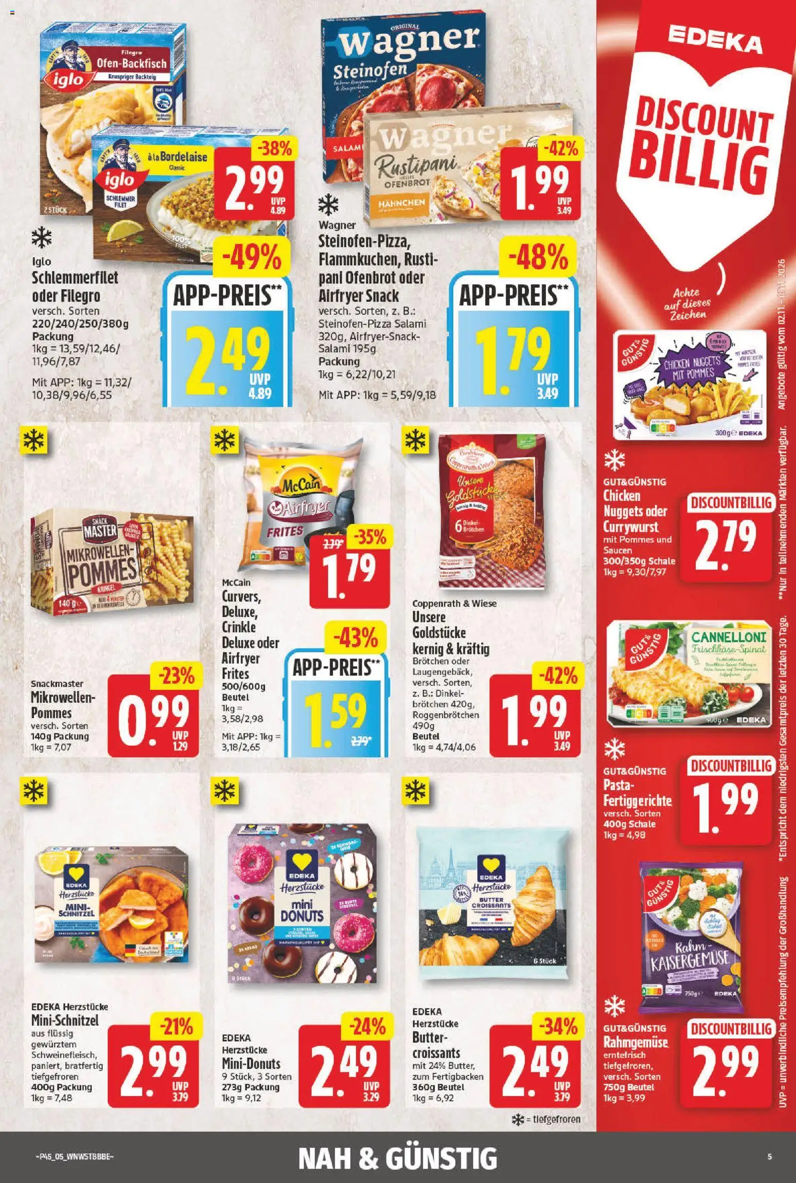 NP Discount Prospekt – gültig ab 02.11.2026 | Seite: 5 | Produkte: Iglo, McCain, Schnitzel, Iglo schlemmerfilet