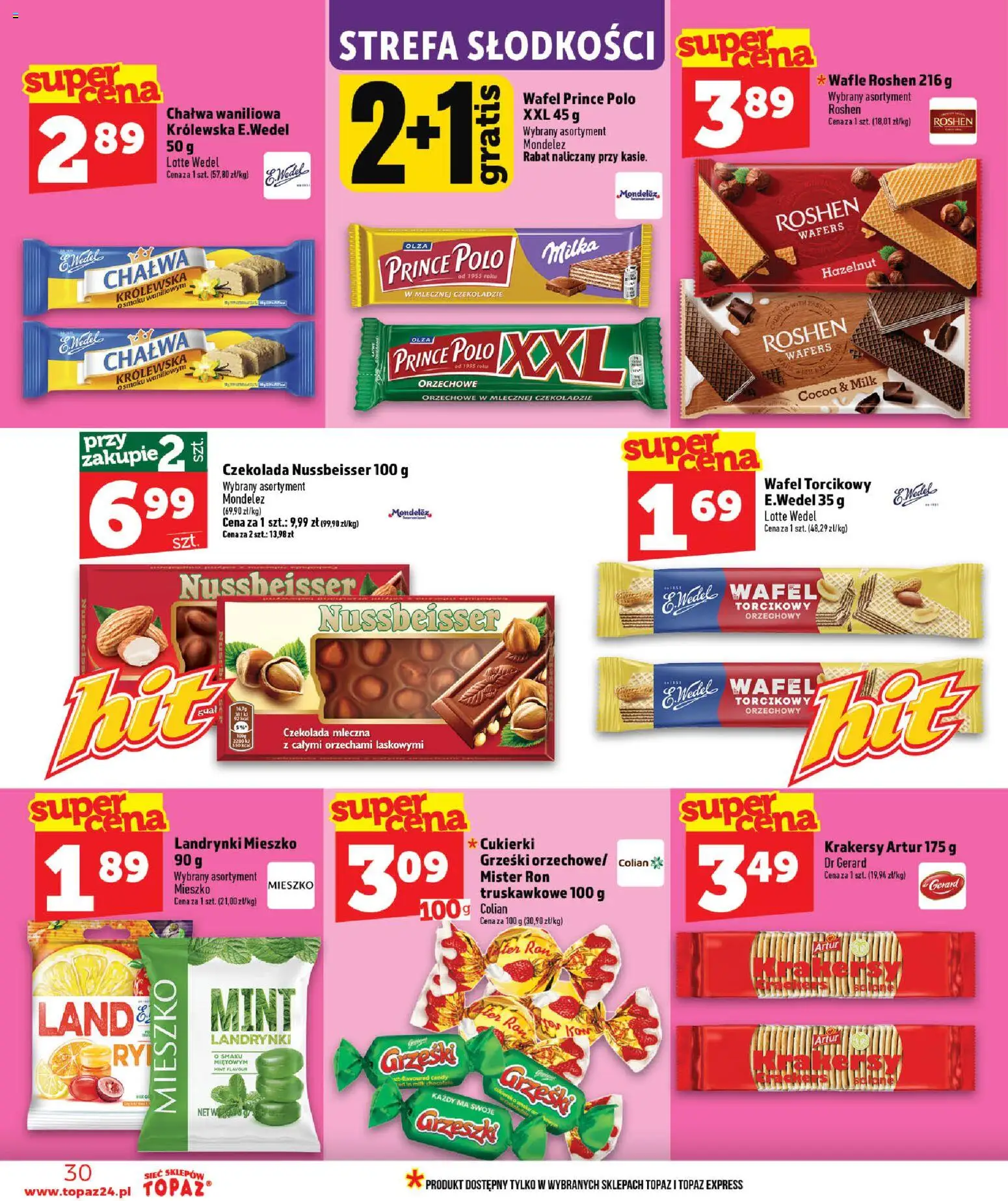 Topaz gazetka - MAZ od 09.07.2026 | Strona: 30 | Produkty: Wafle, Milka, Czekolada, Cukierki