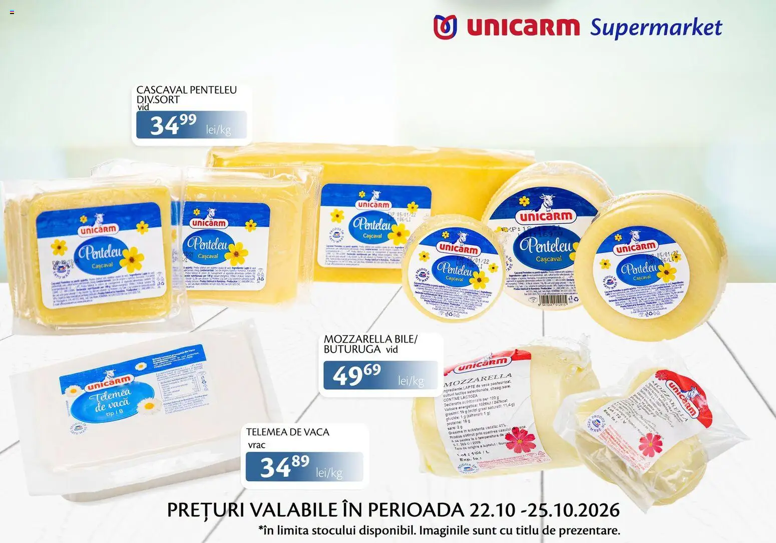 Noul catalog Unicarm – valabil de la 22.10.2026 | Pagină: 6 | Produse: Cașcaval, Lapte, Tip, Sare