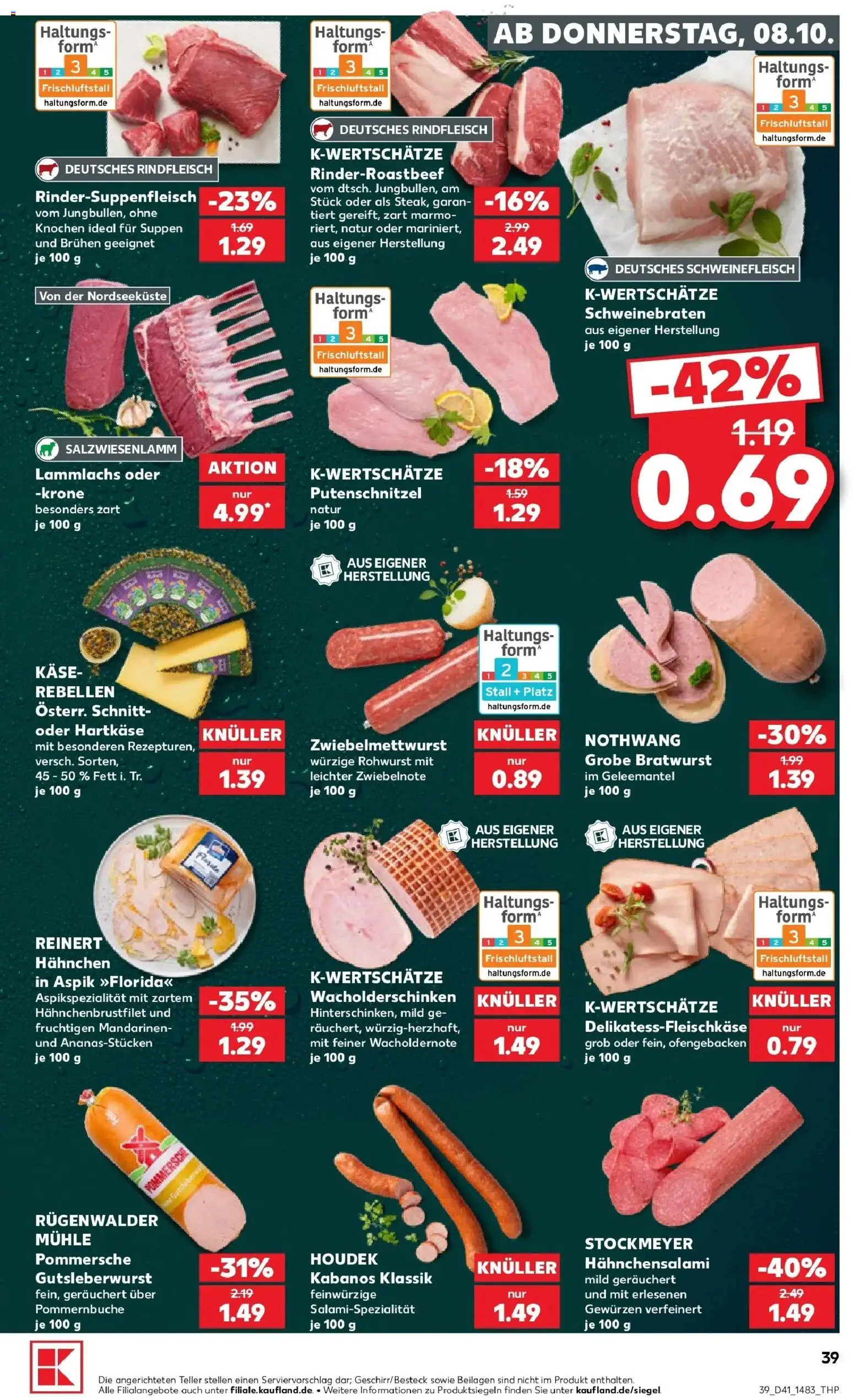 Prospekt Kaufland ab 08.10.2026 » Angebote Online zum Blättern | Seite: 39 | Produkte: Mühle, Hahnchen, Käse, Mandarinen