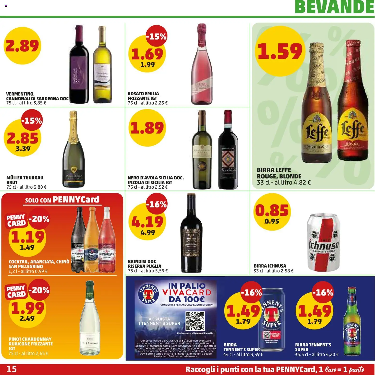 Volantino PENNY del 10/09/2026 | Pagina: 15 | Prodotti: Tennent's Super, Birra Leffe, Brindisi, Birra Ichnusa