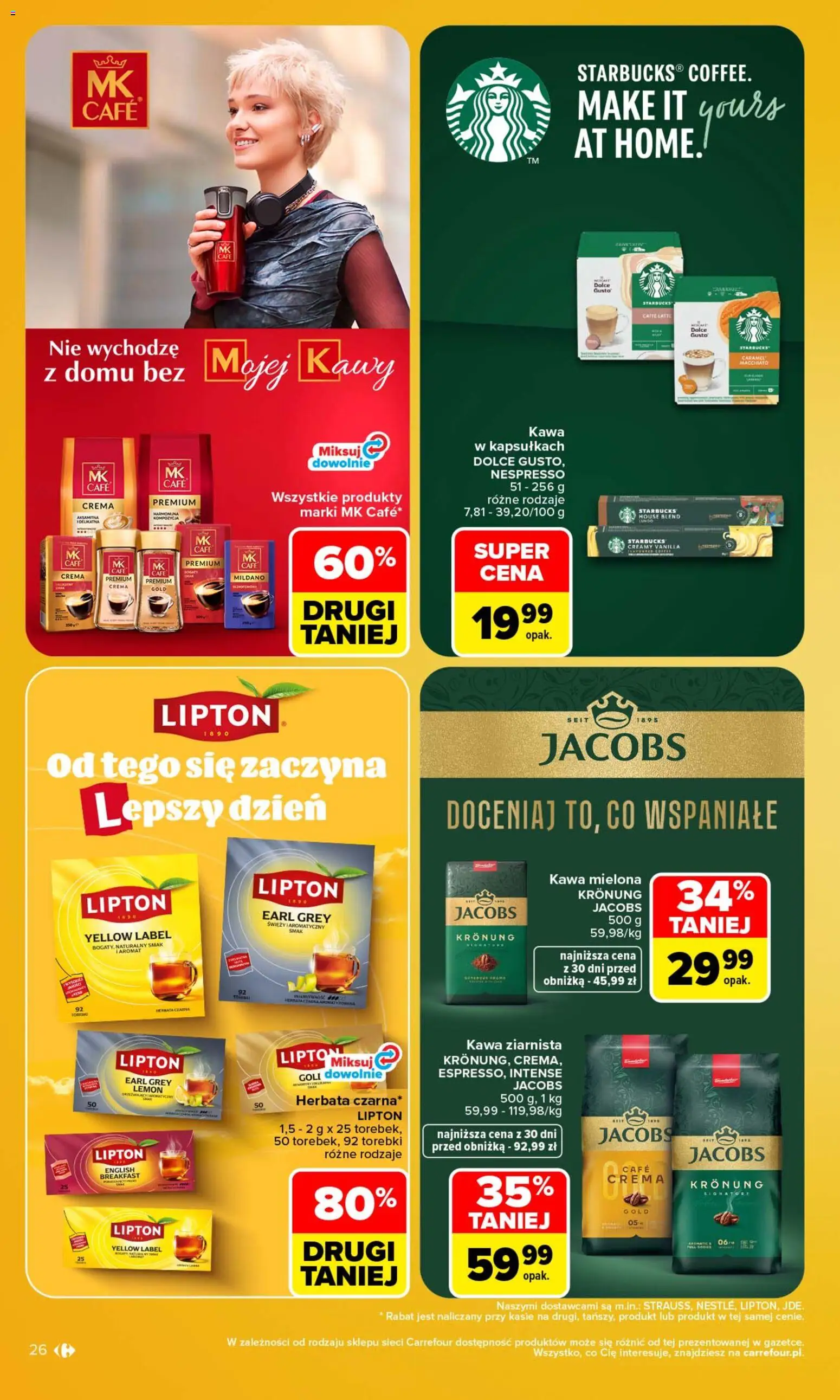 Carrefour gazetka od 26.10.2026 | Strona: 28 | Produkty: Jacobs, Earl Grey, Dolce Gusto, Torebki