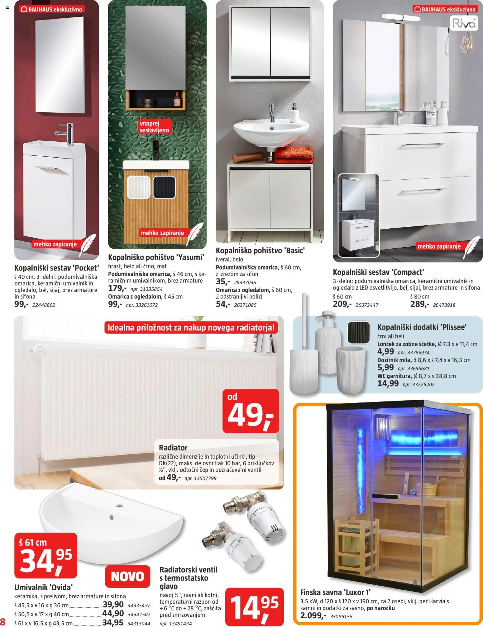 Novi Bauhaus katalog ponudbe – veljaven od 30.09.2026 | Stran: 8 | Izdelki: Kopalniški dodatki, Ogledalo, Umivalnik, Omarica