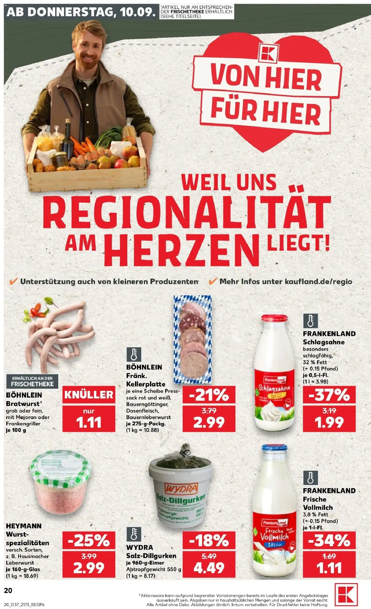 Prospekt Kaufland ab 10.09.2026 » Angebote Online zum Blättern | Seite: 20 | Produkte: Schlagsahne, Spezialitäten, Wurst