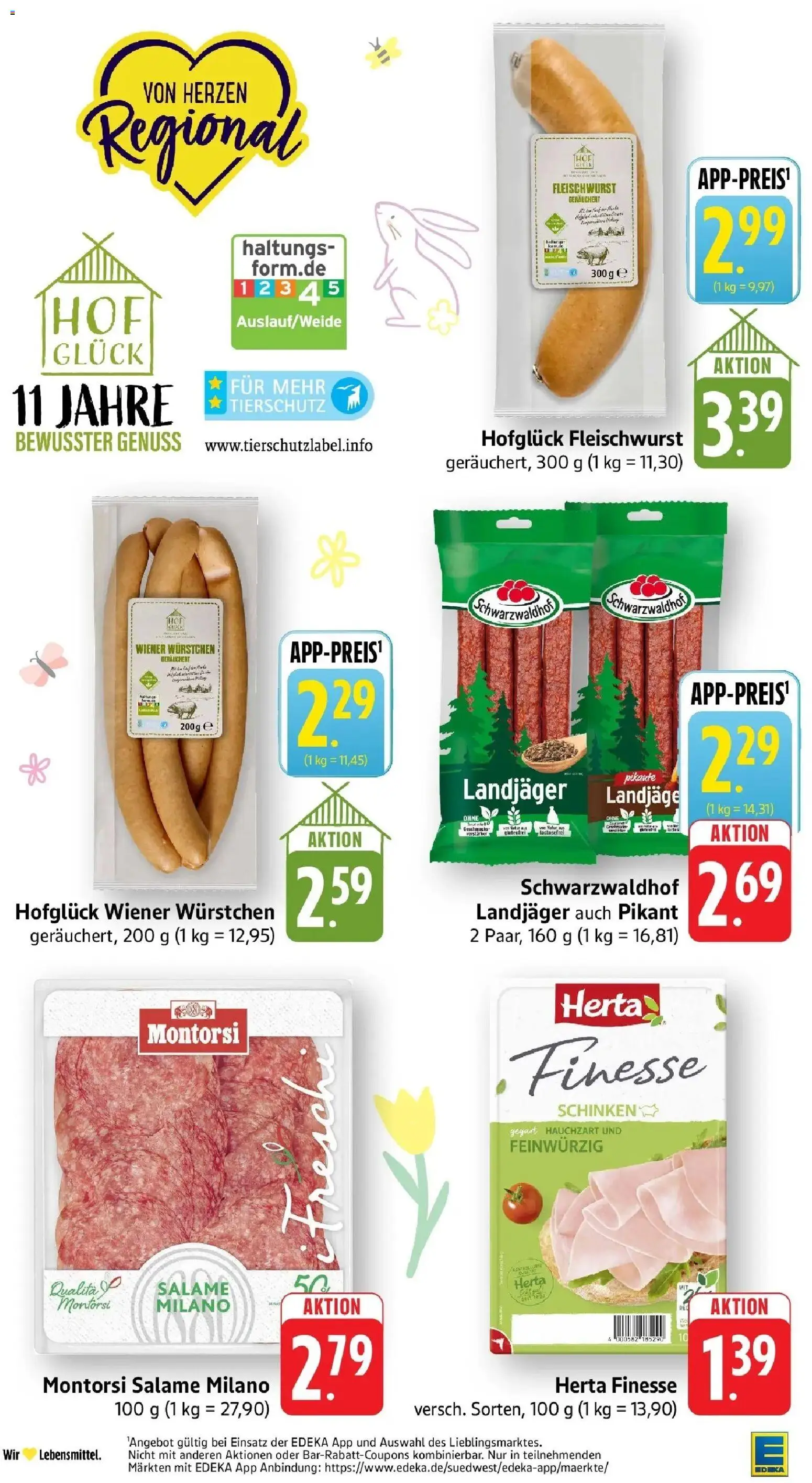 Edeka prospekt Bitburg	 – gültig ab 23.03.2026 | Seite: 16 | Produkte: Wiener wurstchen, Salami, Schinken, Herta finesse
