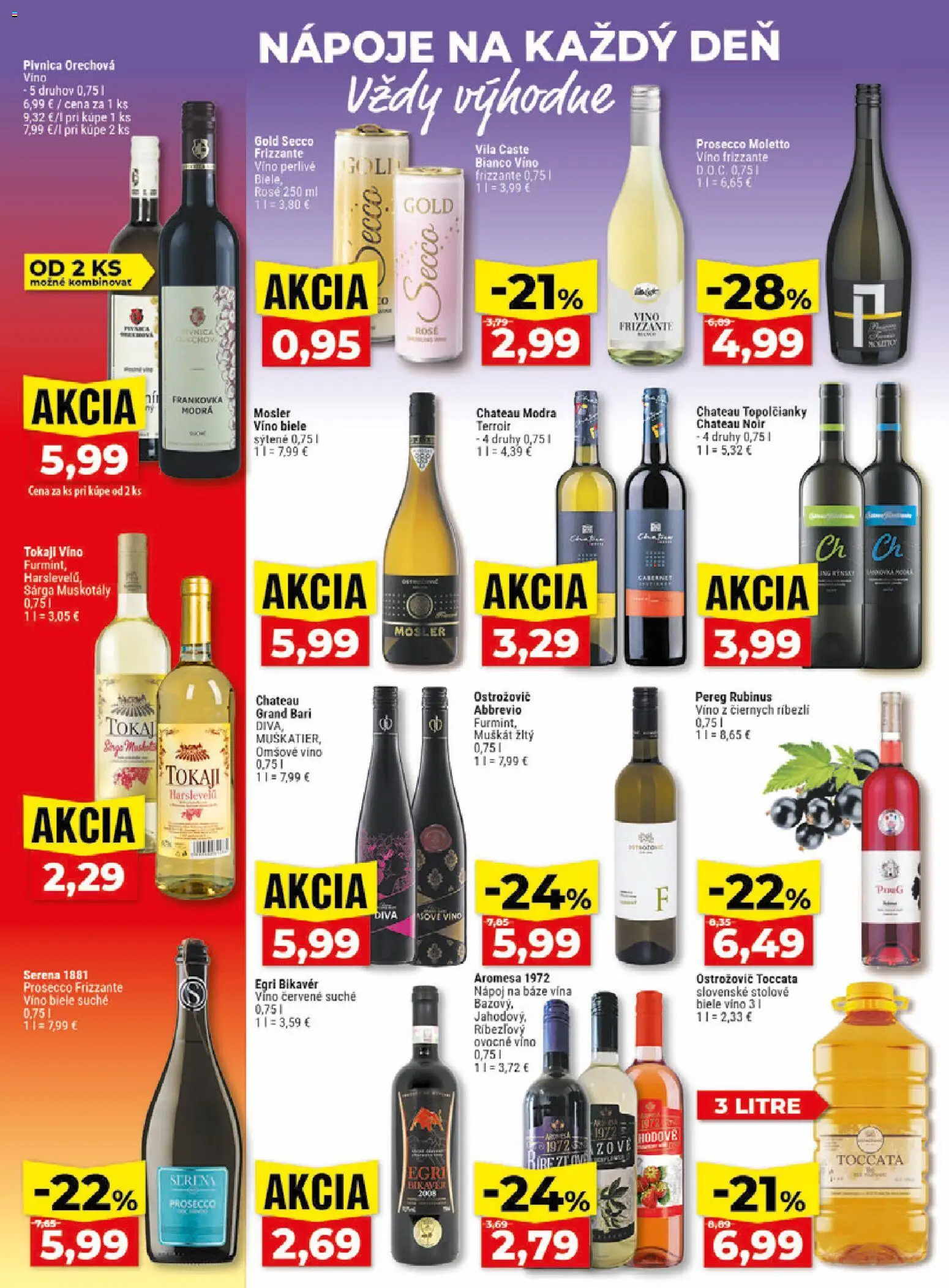 Nové Klas akcie – leták je platný od 31.08.2026 | Strana: 21 | Produkty: Biele víno, Víno, Prosecco, Nápoje