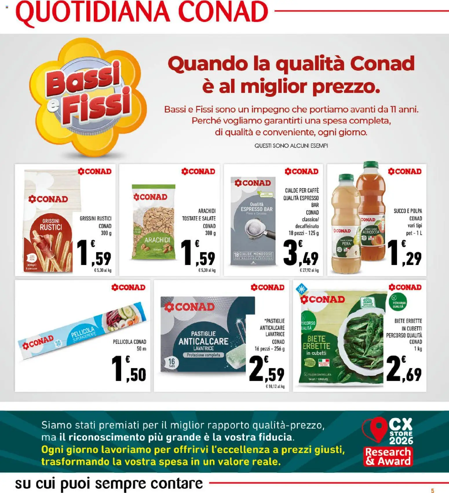 Volantino Conad del 28/10/2026 | Pagina: 5 | Prodotti: Succo, Grissini, Pellicola, Rustici