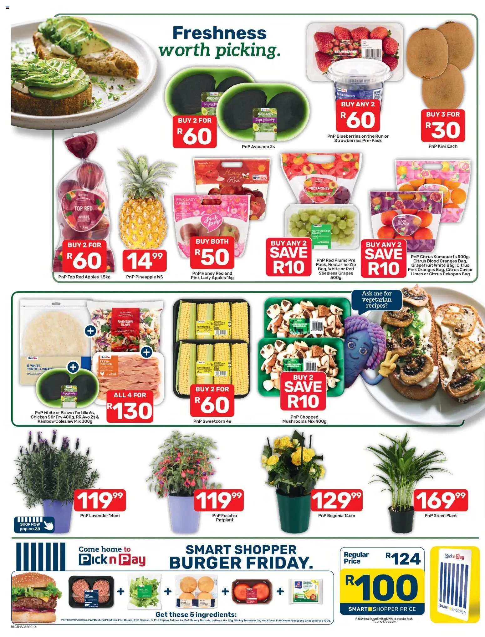 New Pick n Pay catalogue – valid from 31/08/2026 | Page: 2 | Products: Blueberries, Bag, Ingredients, Apples